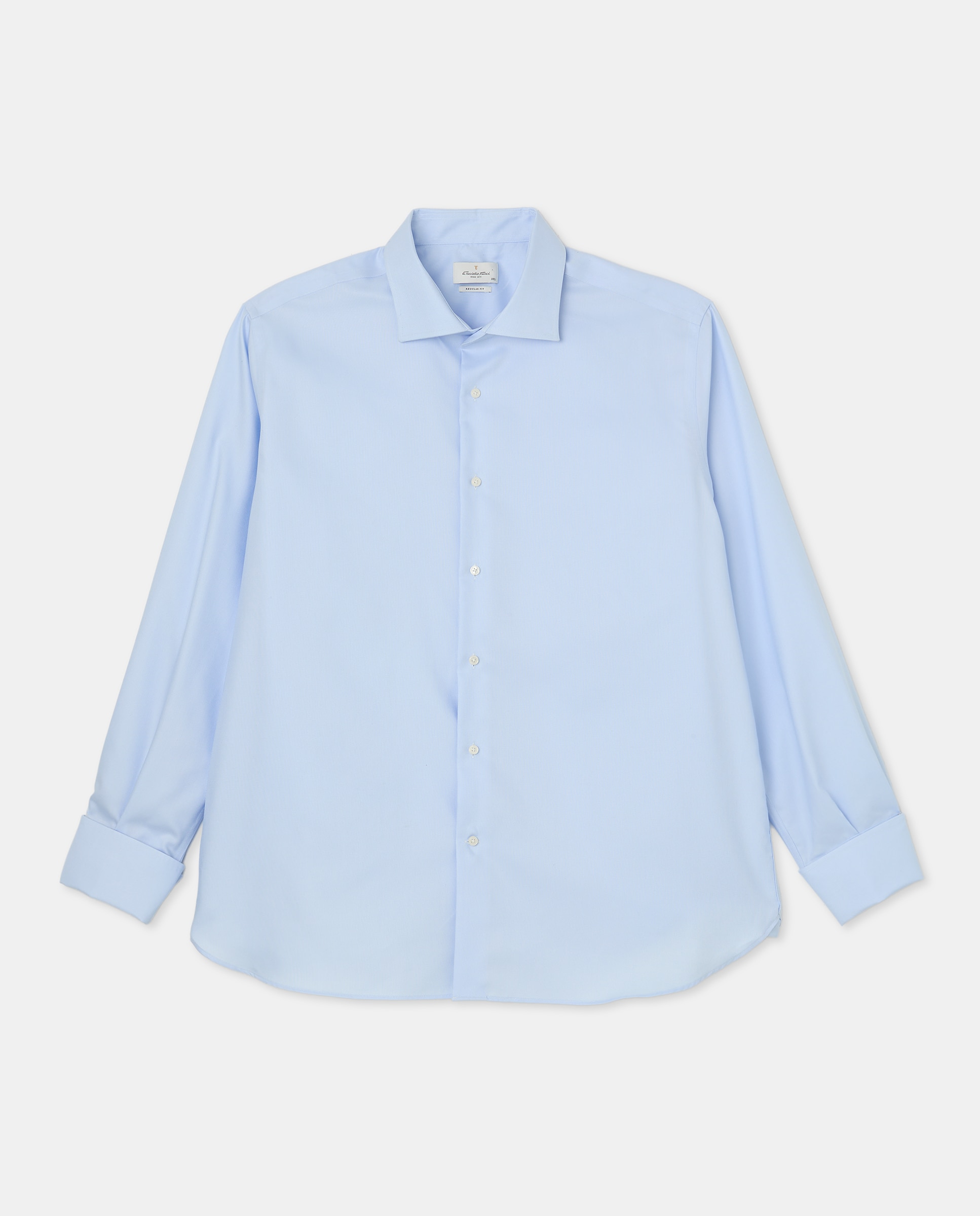 Camisa Formal Lisa de Estrutura Non Iron com Punho Duplo Tamanhos Grandes Azul-claro-4
