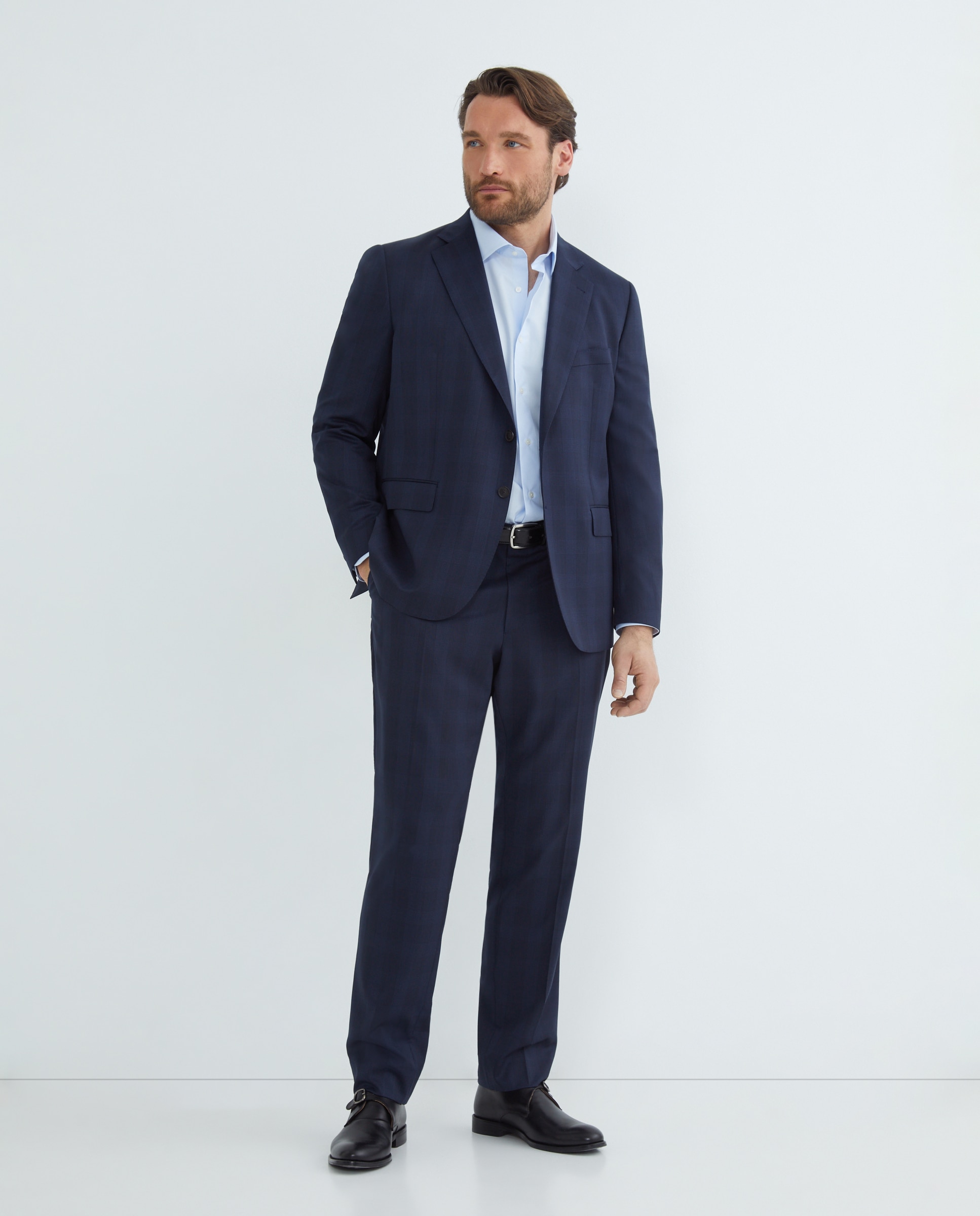 Emidio Tucci - Camisa hombre vestir non iron popelin cuello italiano manga larga tallas grandes.