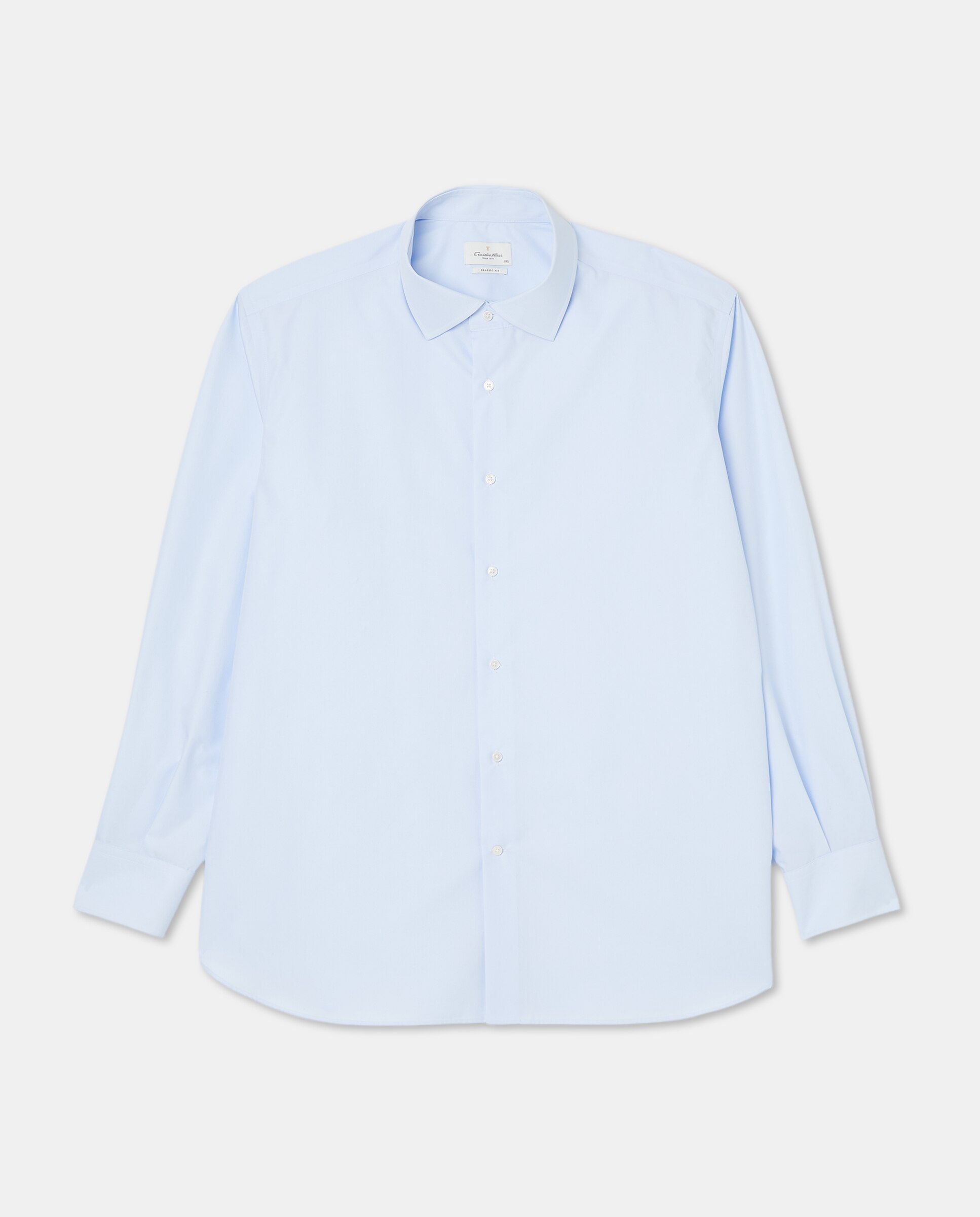 Camisa Formal Non Iron de Popelina com Gola Italiana e Manga Comprida Tamanhos Grandes Azul-claro-4