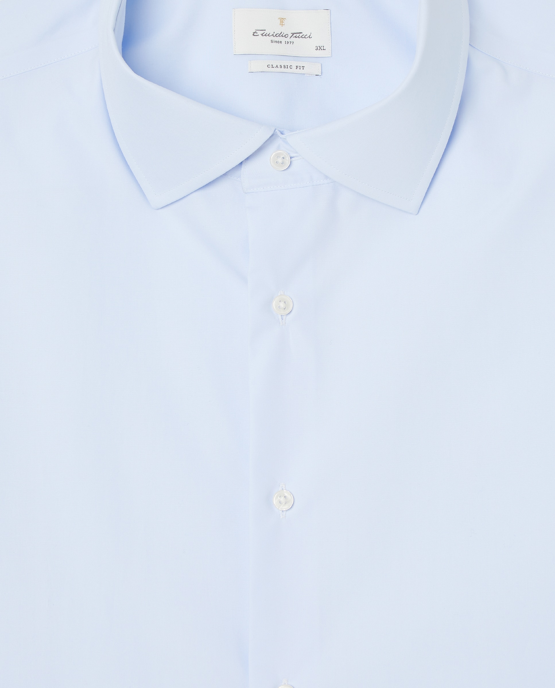 Camisa Formal Non Iron de Popelina com Gola Italiana e Manga Comprida Tamanhos Grandes Azul-claro-5