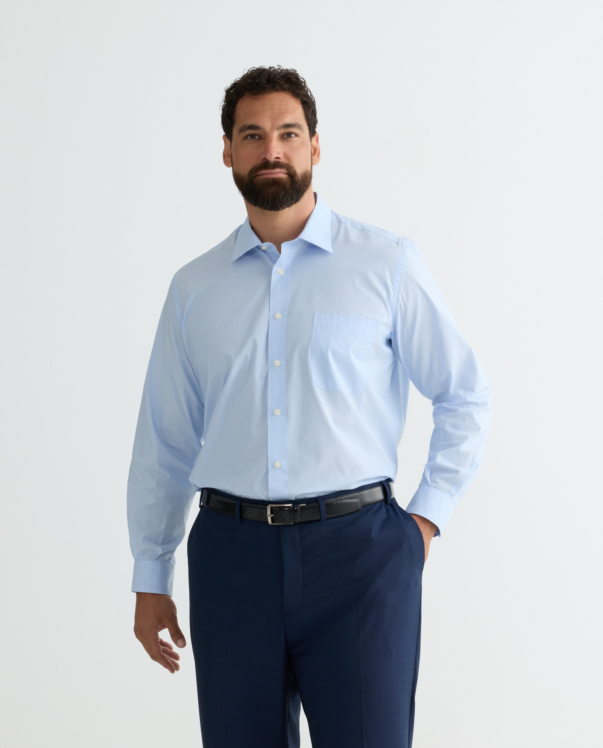 Camisa Formal de Manga Comprida Coolmax Azul-claro-1