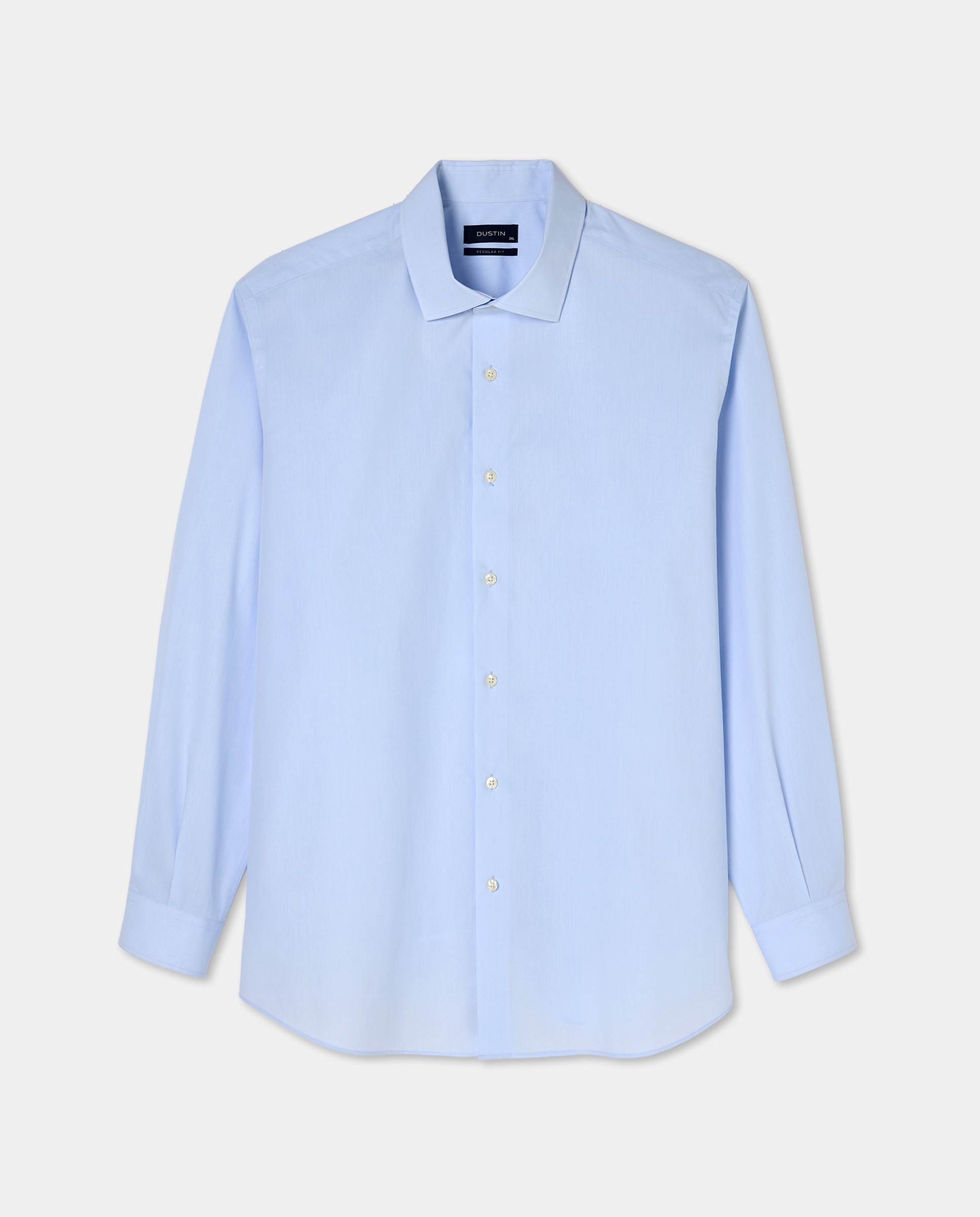 Camisa Clássica Regular Fit de Popelina Lisa com Manga Comprida Tamanhos Grandes Azul-claro-4