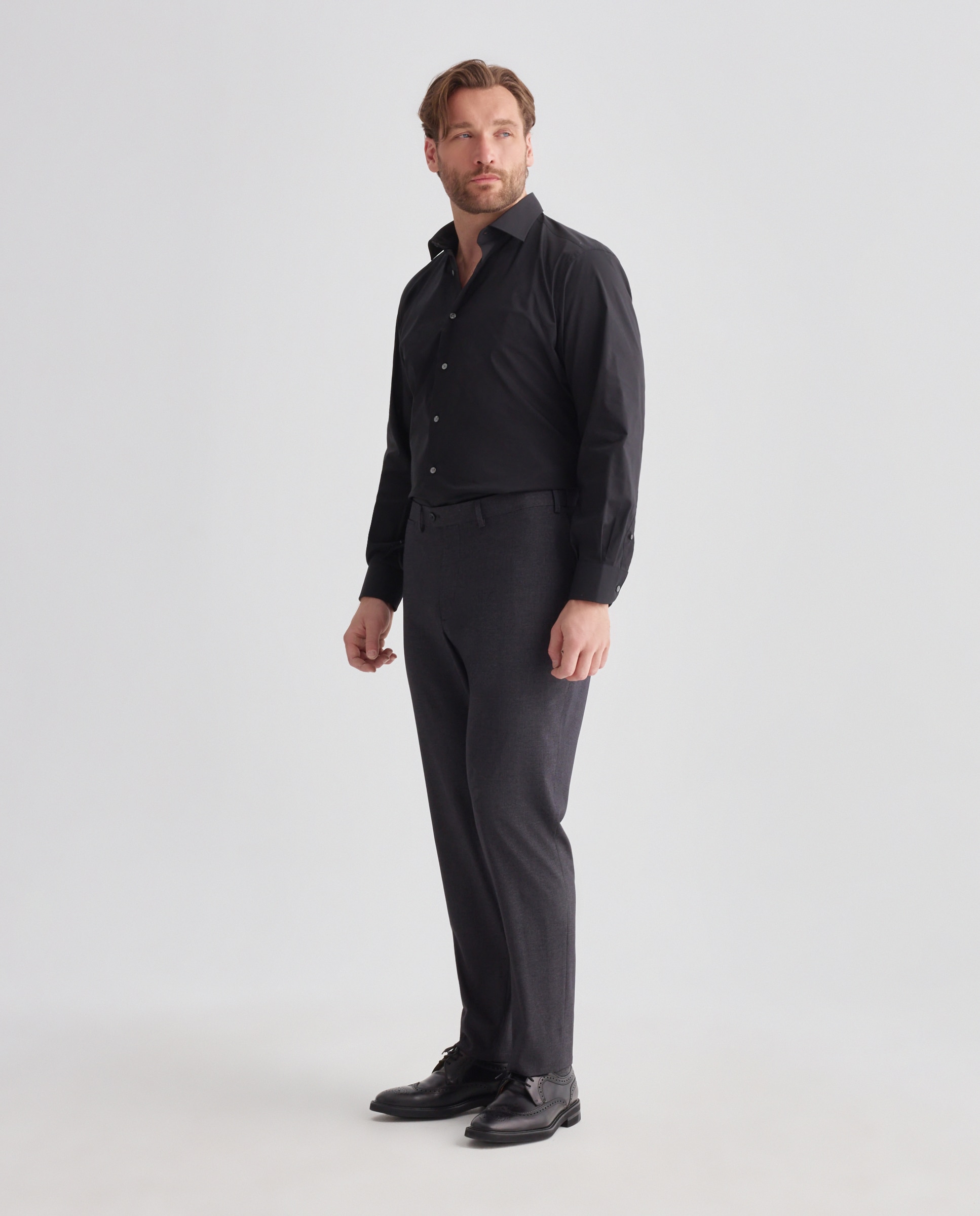 Camisa de vestir tallas grandes con stretch fit regular. - Dustin - Negro Negro-2