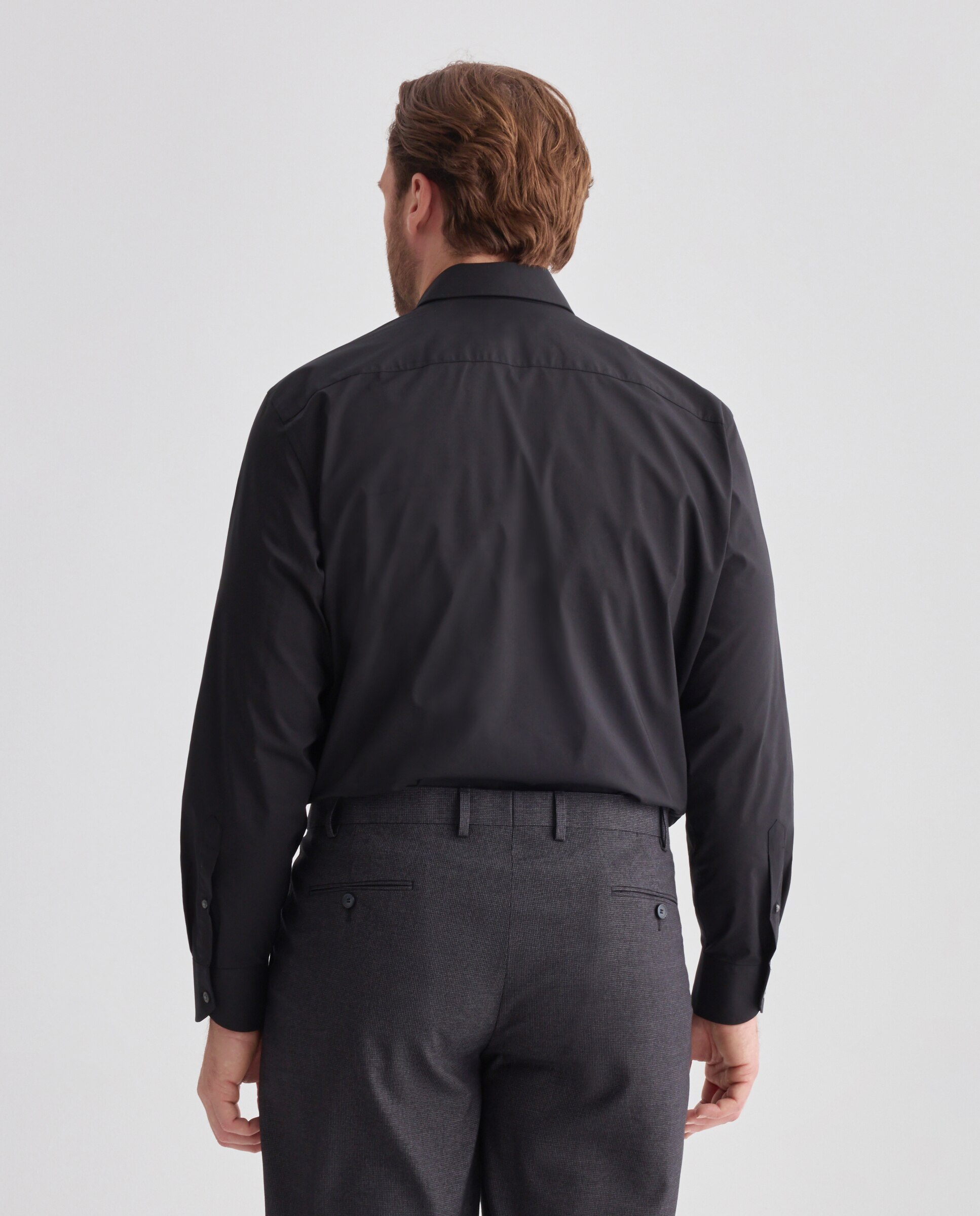 Camisa de vestir tallas grandes con stretch fit regular. - Dustin - Negro Negro-3