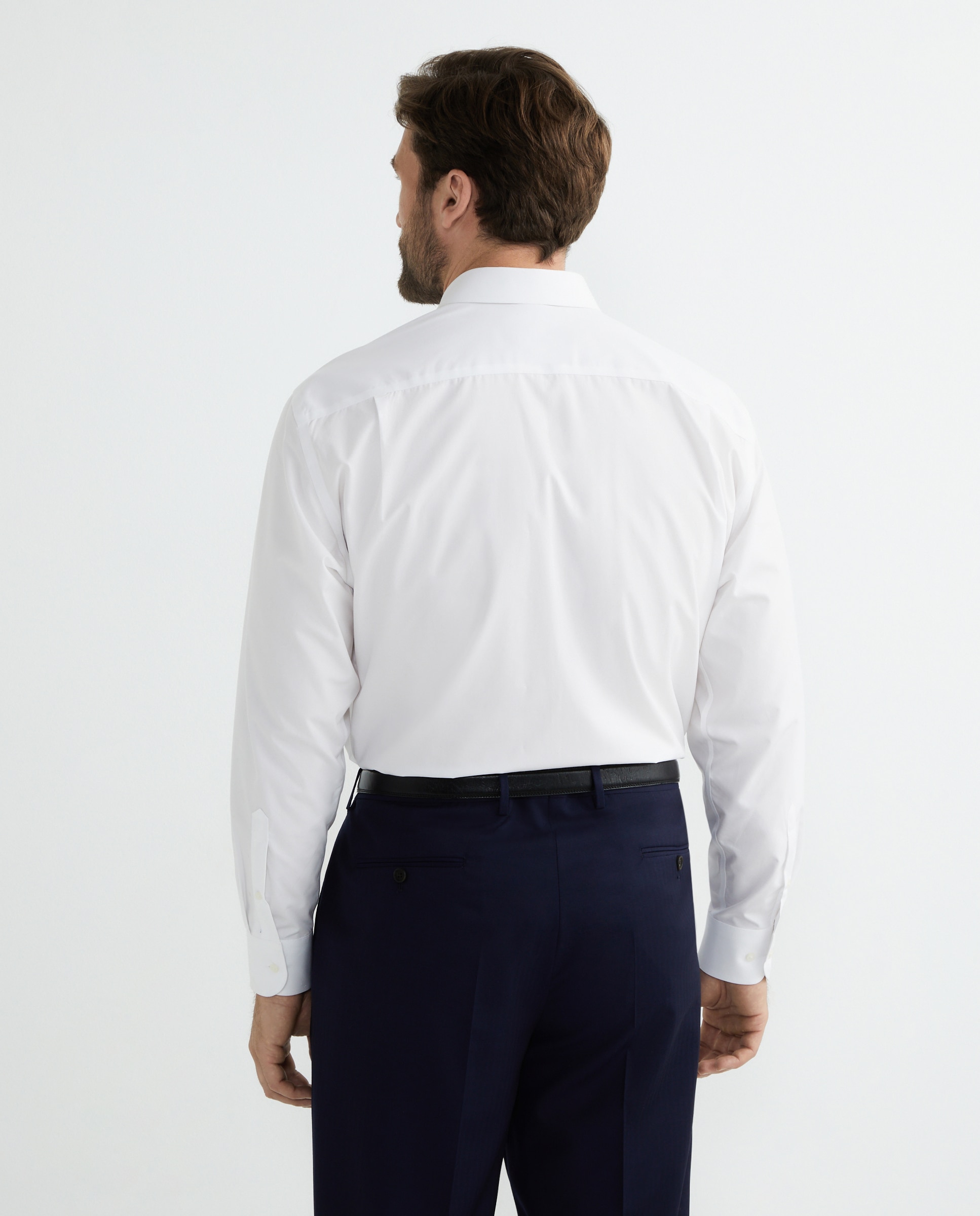 Camisa Formal Lisa em Popelina Non Iron com Punho Simples Branco-3