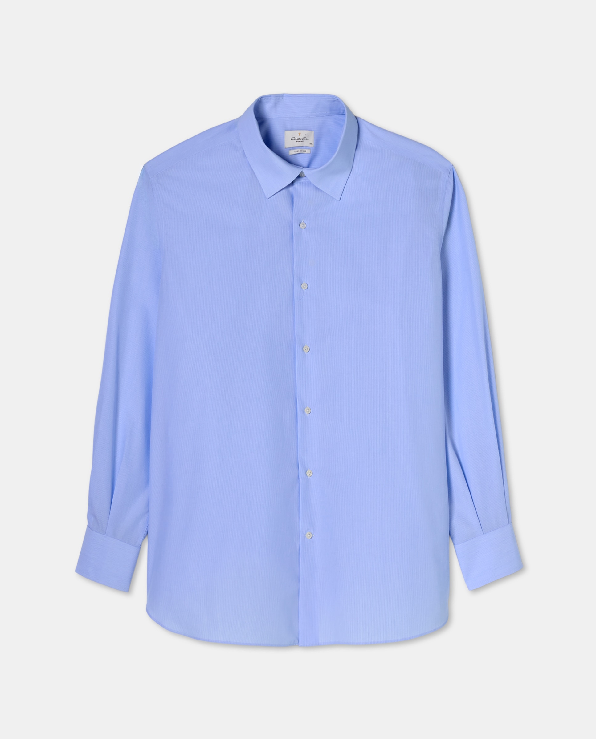 Camisa Clássica Non Iron com Manga Comprida Tamanhos Grandes Azul-4