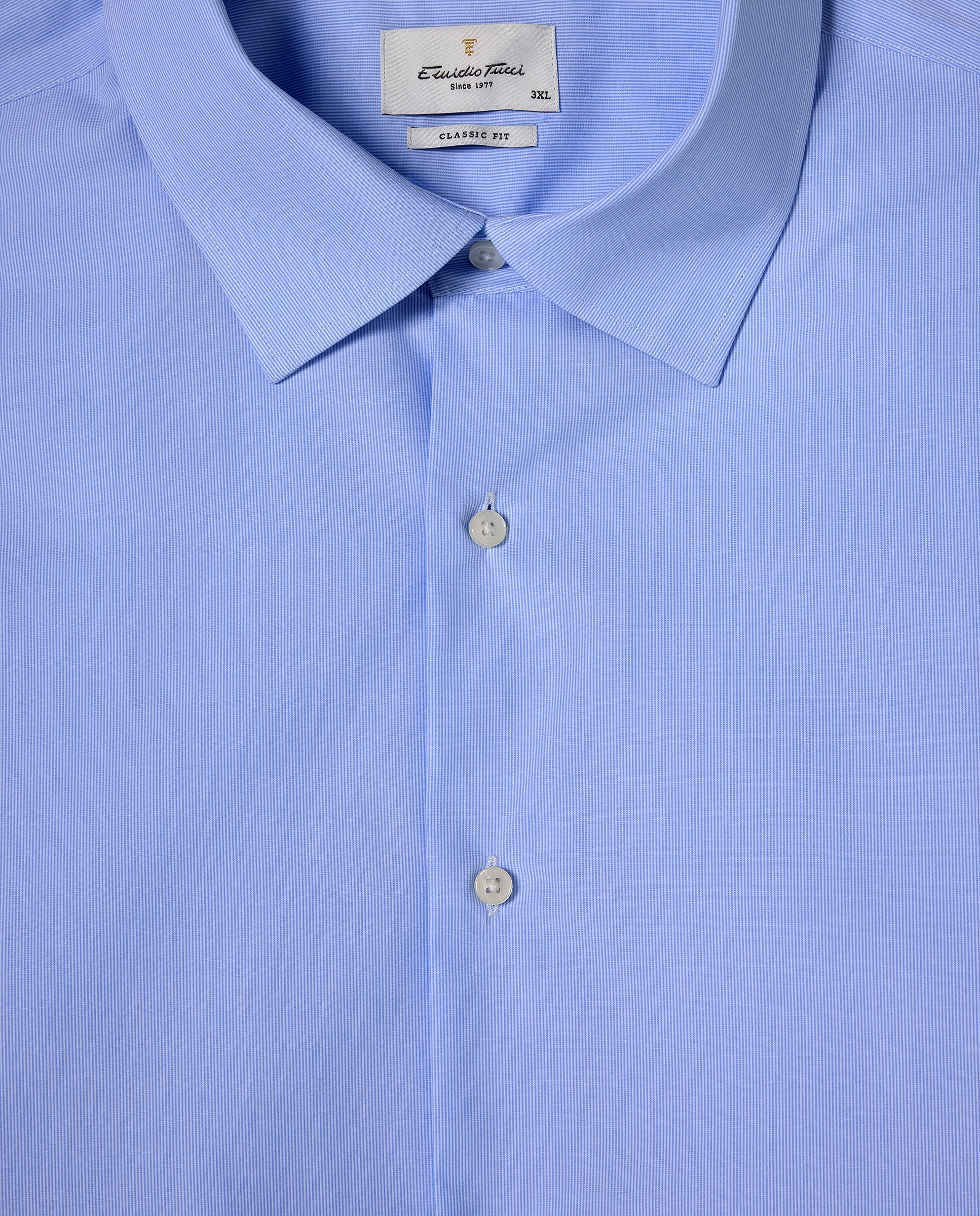 Camisa Clássica Non Iron com Manga Comprida Tamanhos Grandes Azul-5