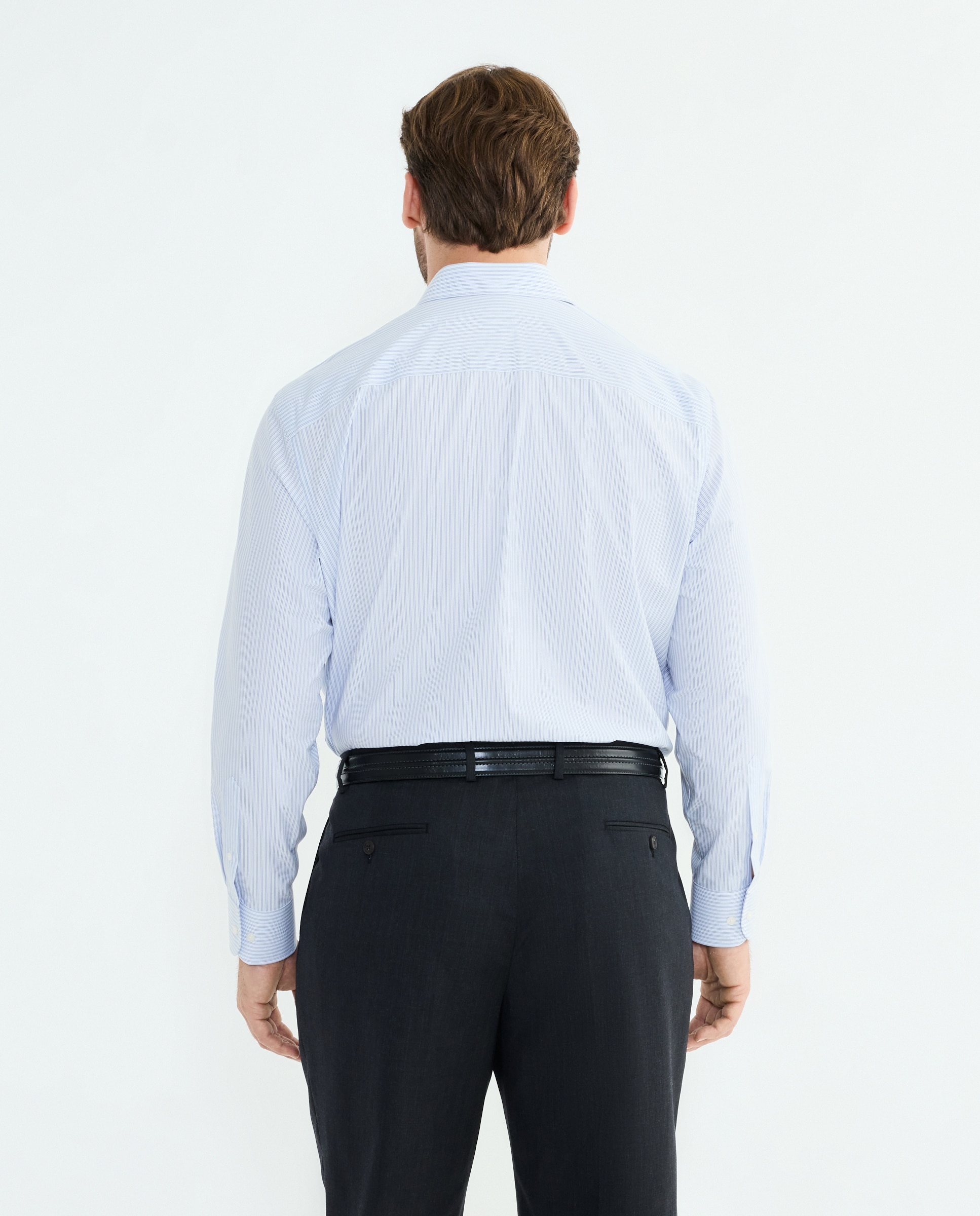 Camisa Clássica Non Iron com Manga Comprida Tamanhos Grandes Azul-3