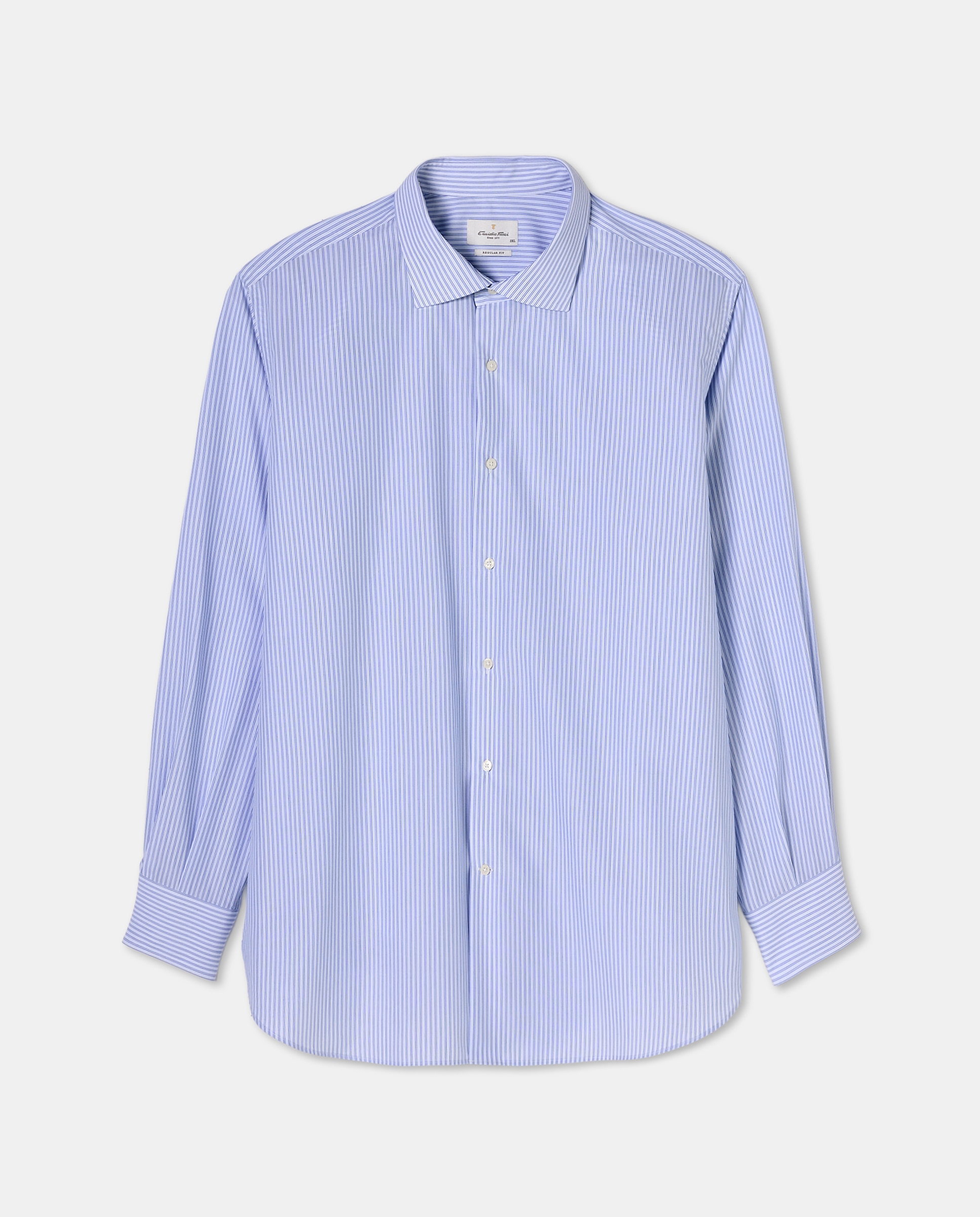 Camisa Clássica Non Iron com Manga Comprida Tamanhos Grandes Azul-4