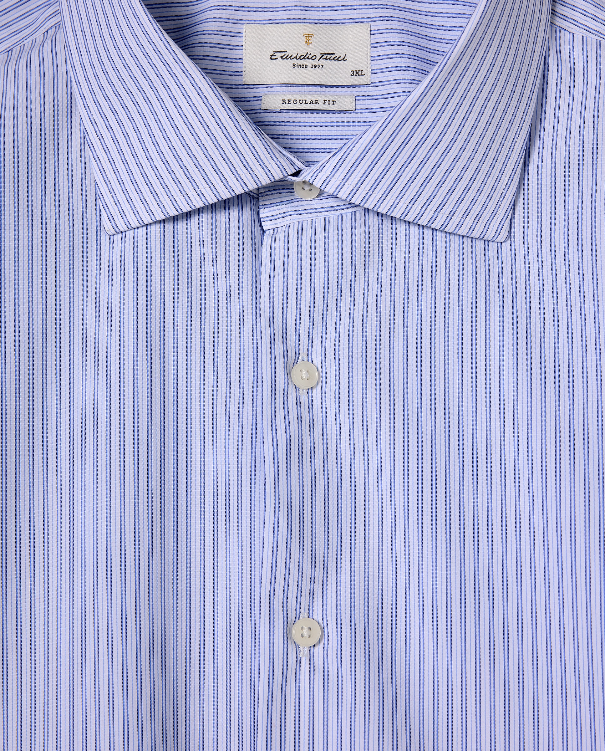 Camisa Clássica Non Iron com Manga Comprida Tamanhos Grandes Azul-5