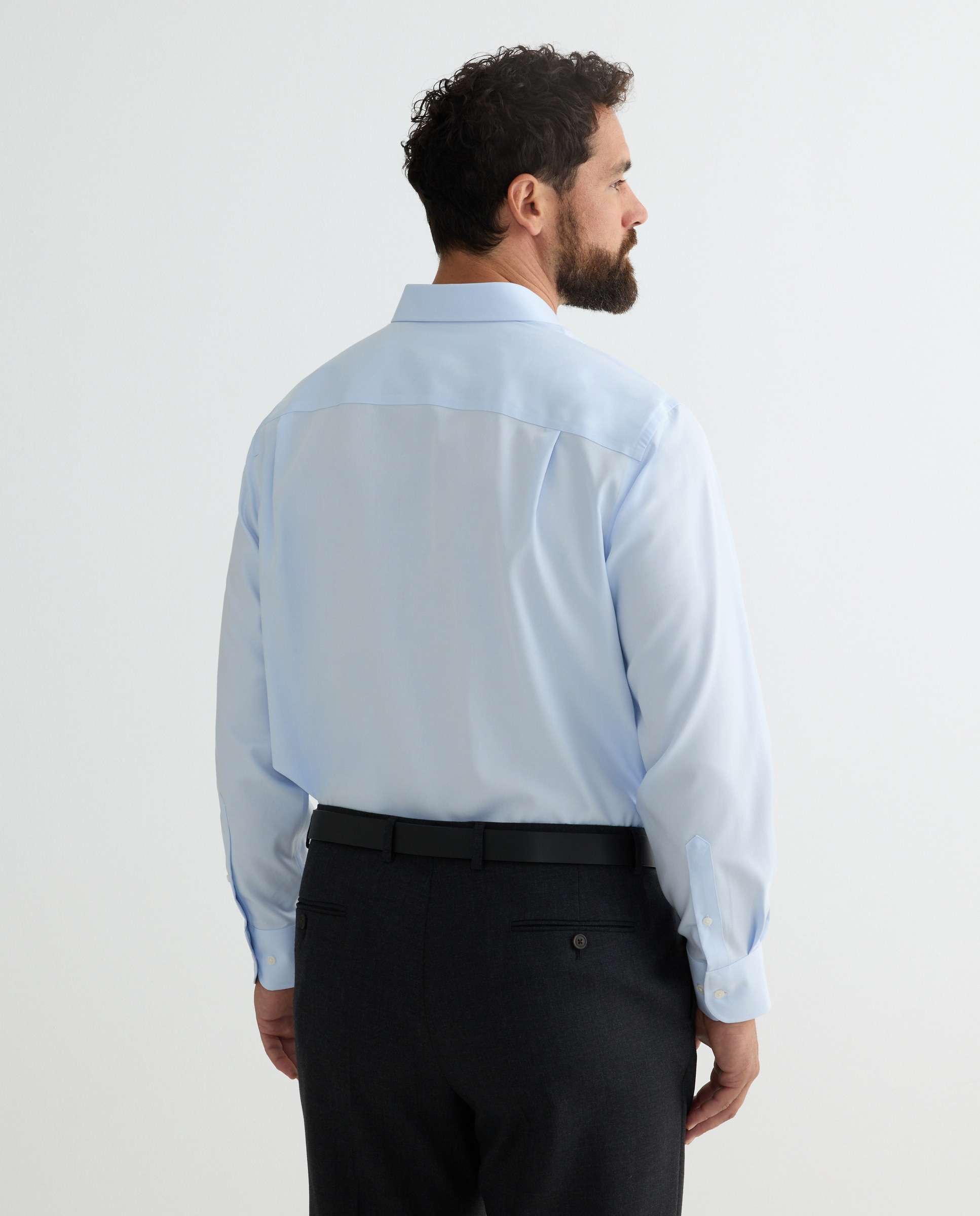 Camisa Clássica Non Iron com Manga Comprida Tamanhos Grandes Azul-3