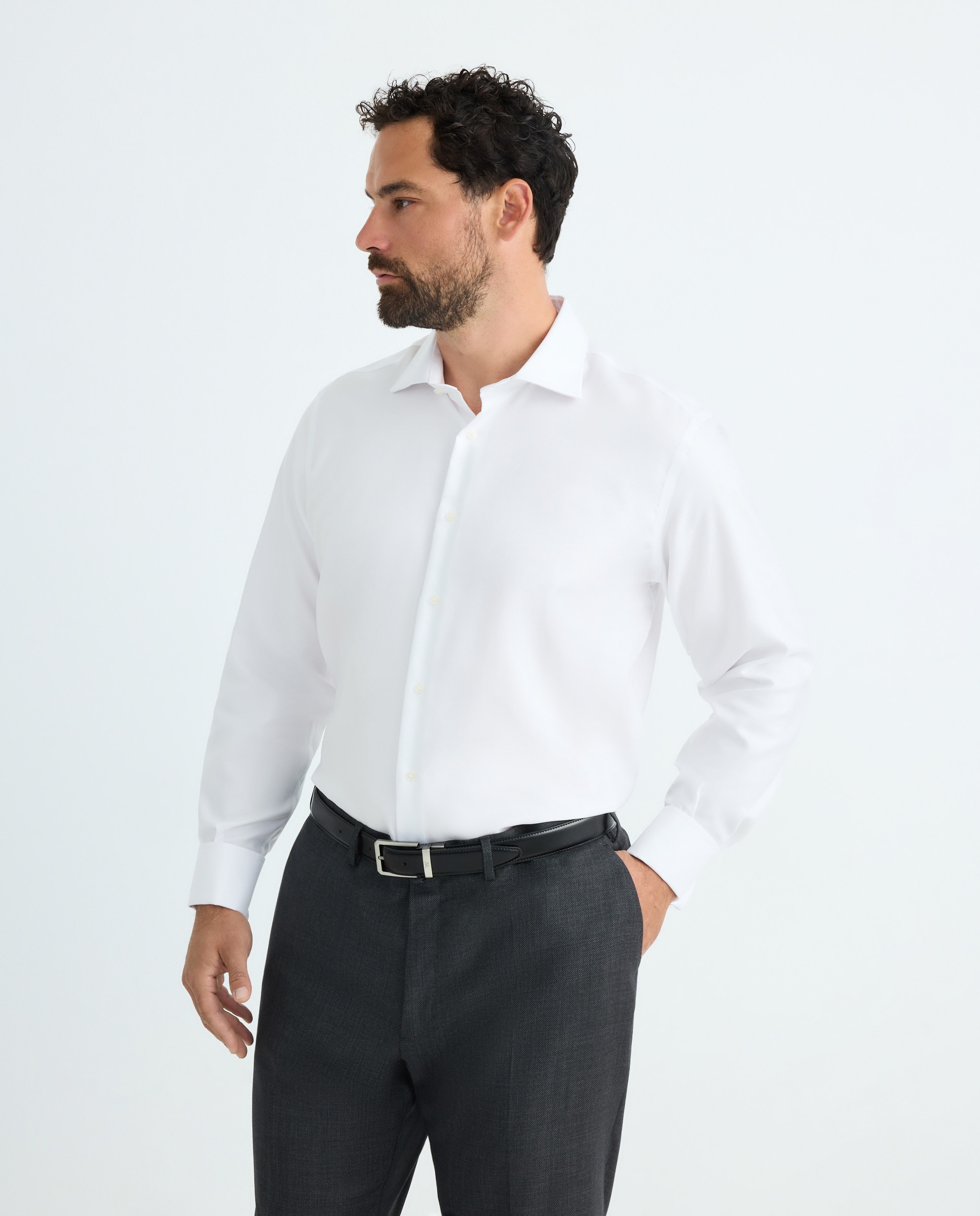 Camisa vestir non iron hombre manga larga tallas grandes - Emidio Tucci - Blanco Blanco-1
