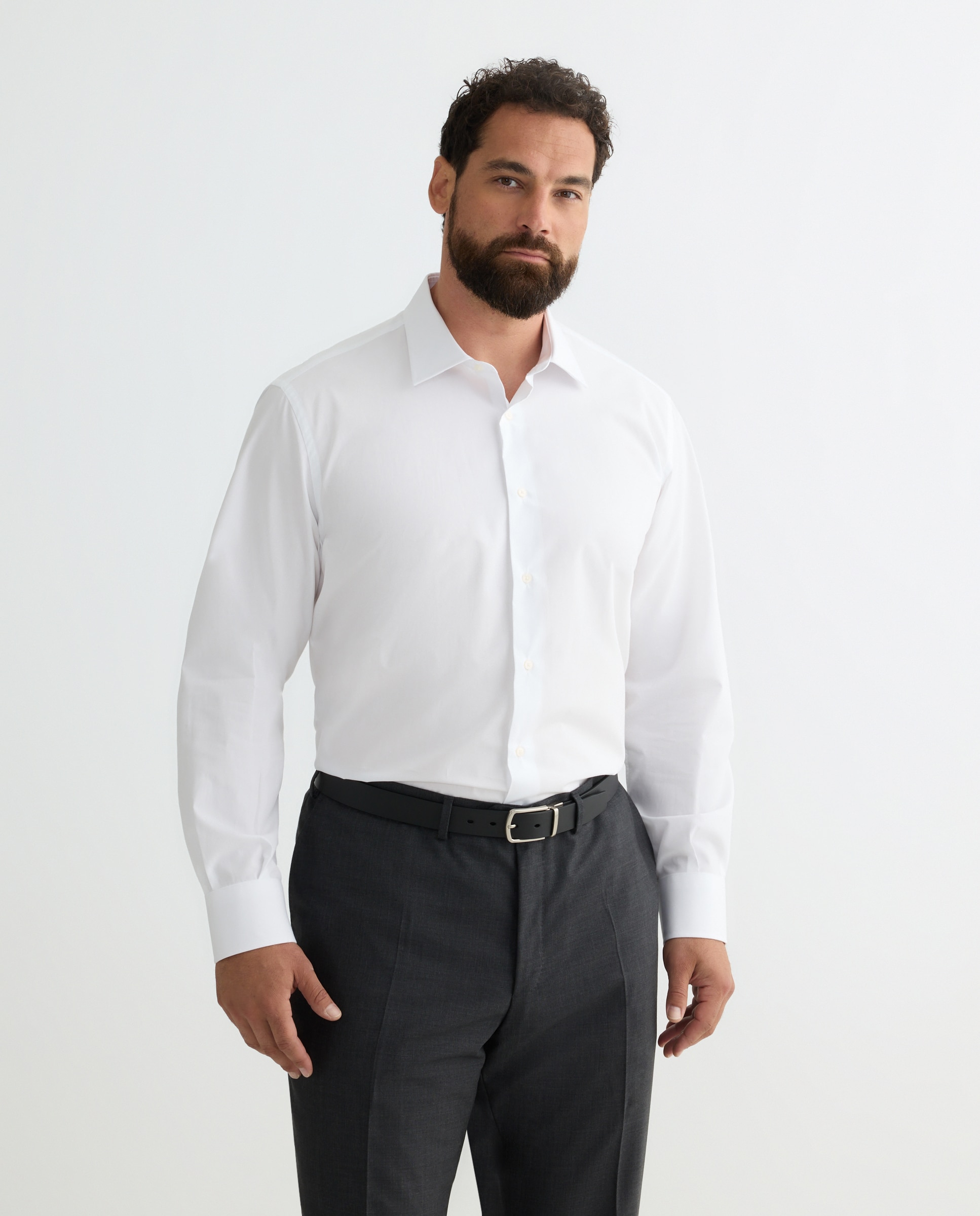 Camisa Clássica Non Iron com Manga Comprida Tamanhos Grandes Branco-1