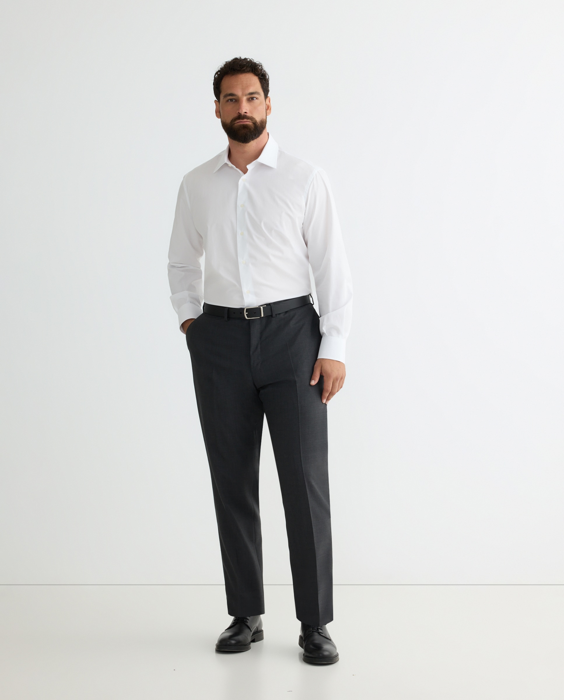 Camisa Clássica Non Iron com Manga Comprida Tamanhos Grandes Branco-3