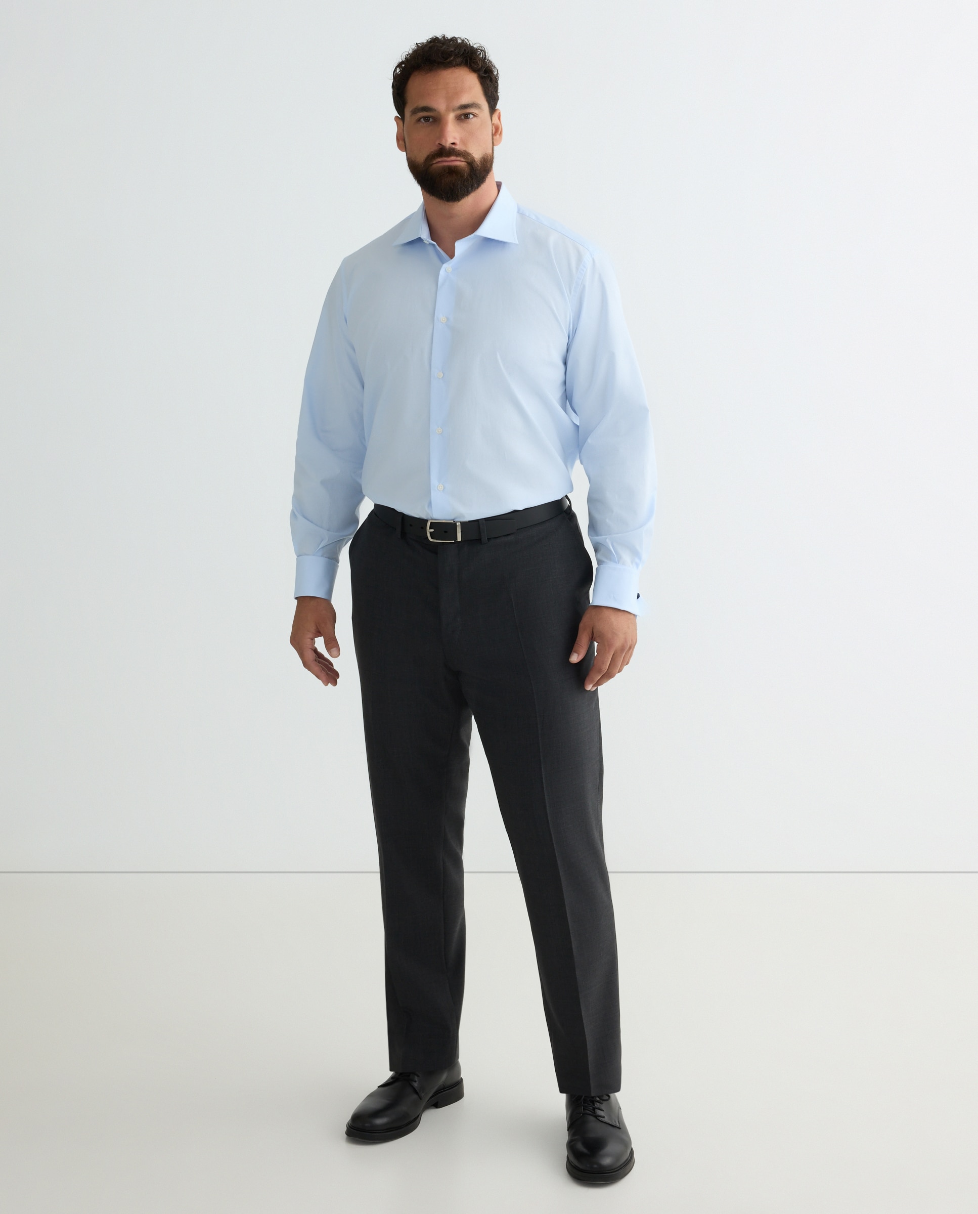 Camisa vestir non iron hombre manga larga tallas grandes - Emidio Tucci - Azul Azul-1