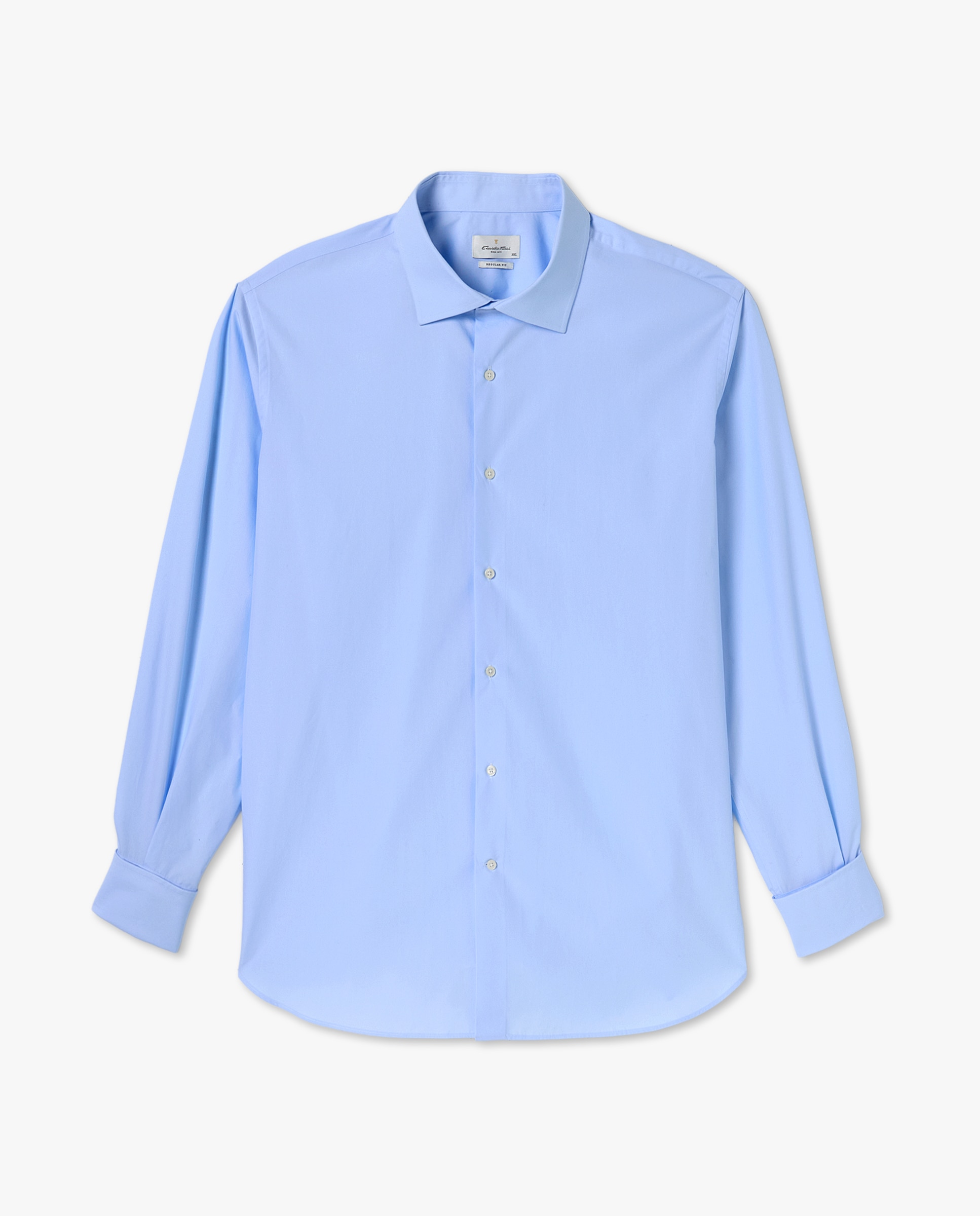 Camisa Clássica Non Iron com Manga Comprida Tamanhos Grandes Azul-4