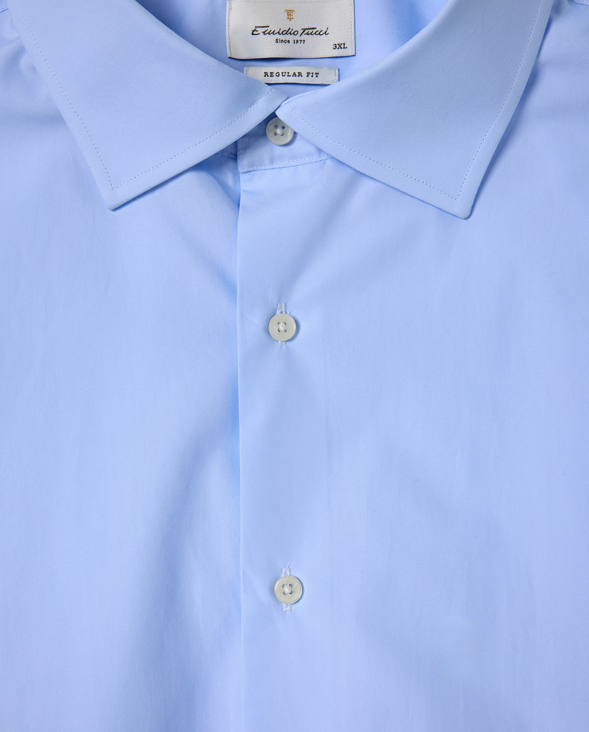 Camisa Clássica Non Iron com Manga Comprida Tamanhos Grandes Azul-5