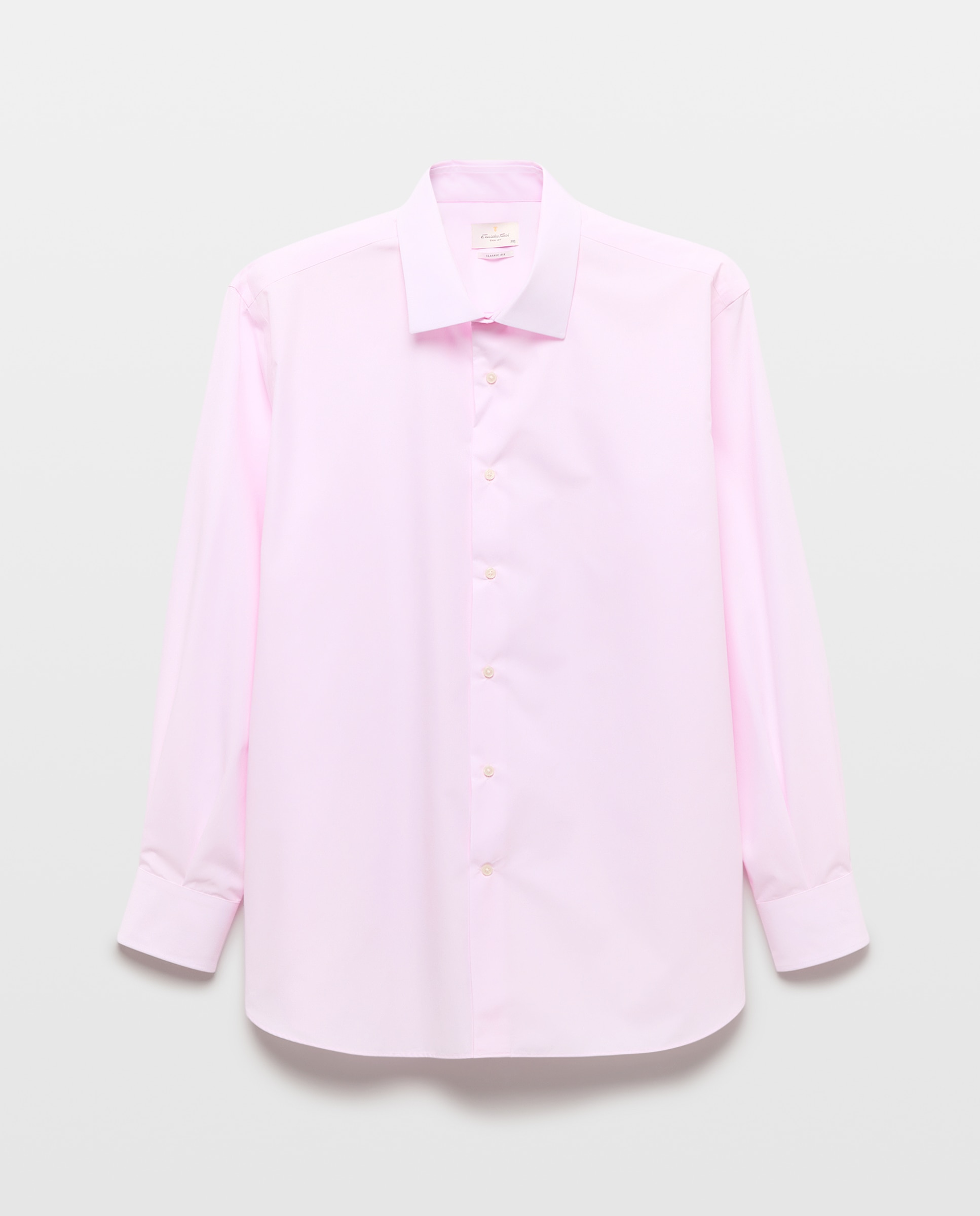 Camisa Formal Lisa Non Iron com Padrão Espinha de Peixe e Manga Comprida Tamanhos Grandes Rosa-4