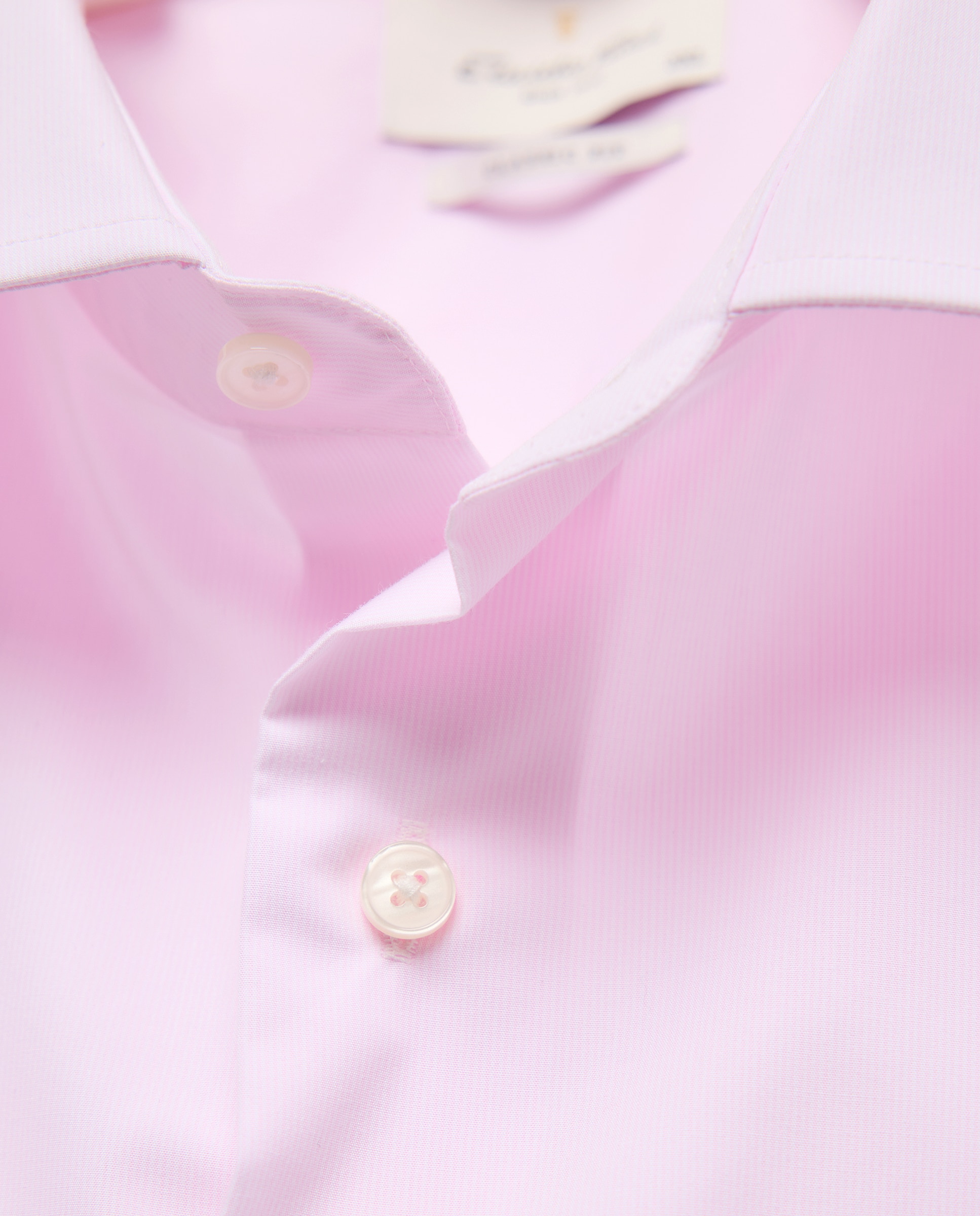 Camisa Formal Lisa Non Iron com Padrão Espinha de Peixe e Manga Comprida Tamanhos Grandes Rosa-5