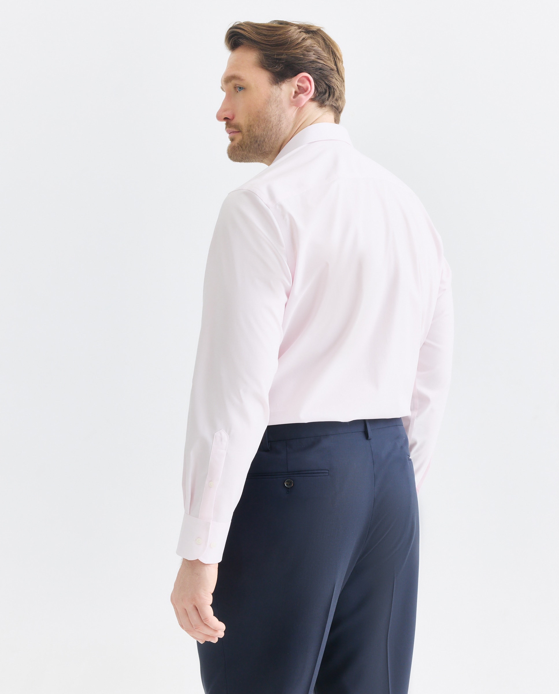 Camisa Clássica Non Iron de Manga Comprida Tamanhos Grandes Rosa-3