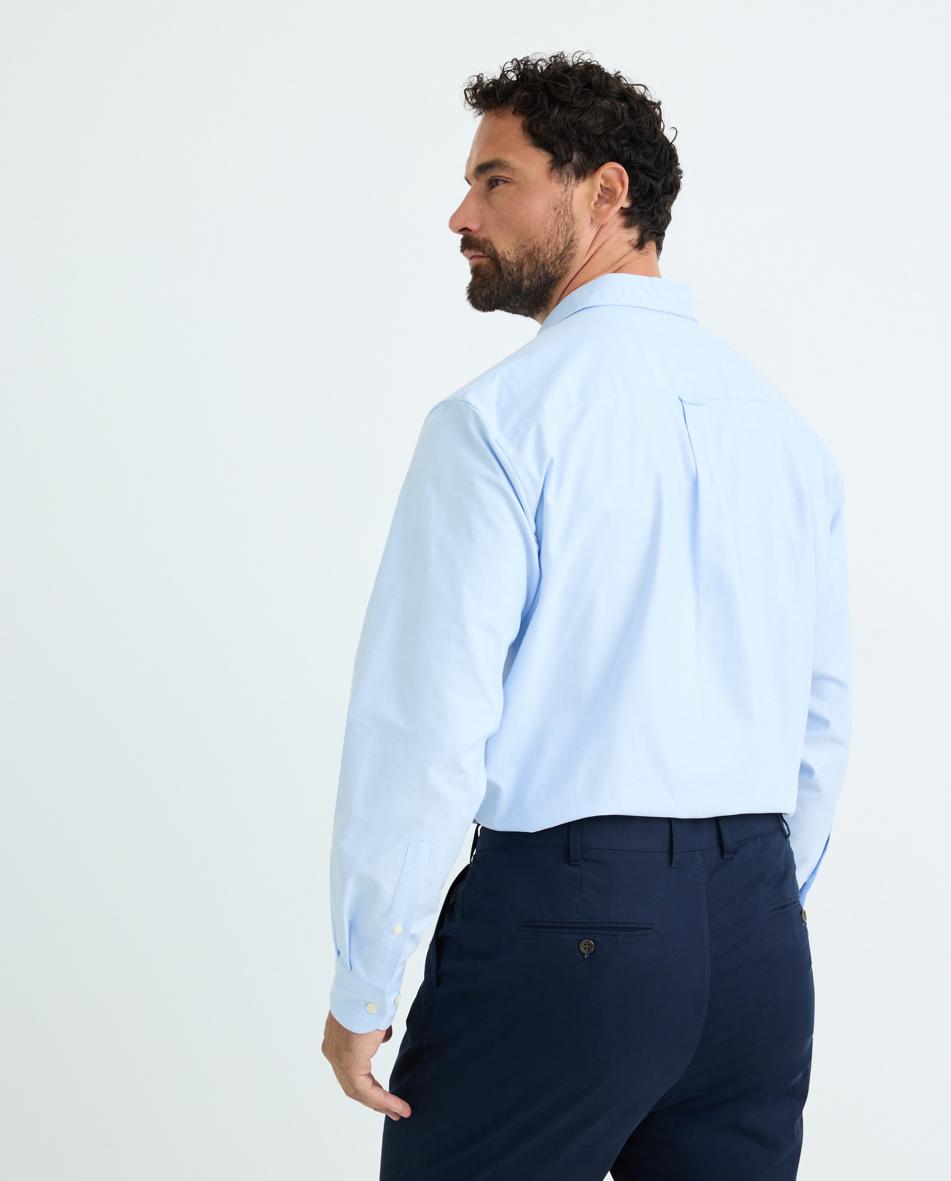 Camisa de hombre tallas grandes sport lisa natural strecht - Emidio Tucci - Azul claro Azul claro-4