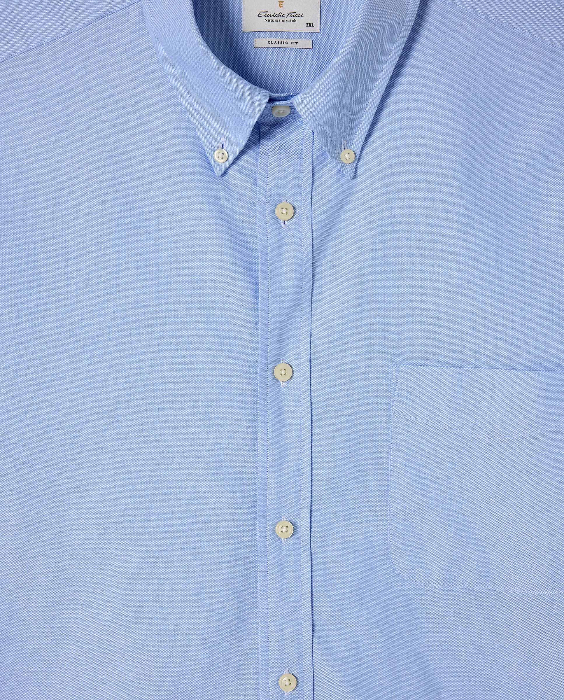 Camisa de hombre tallas grandes sport lisa natural strecht - Emidio Tucci - Azul claro Azul claro-6