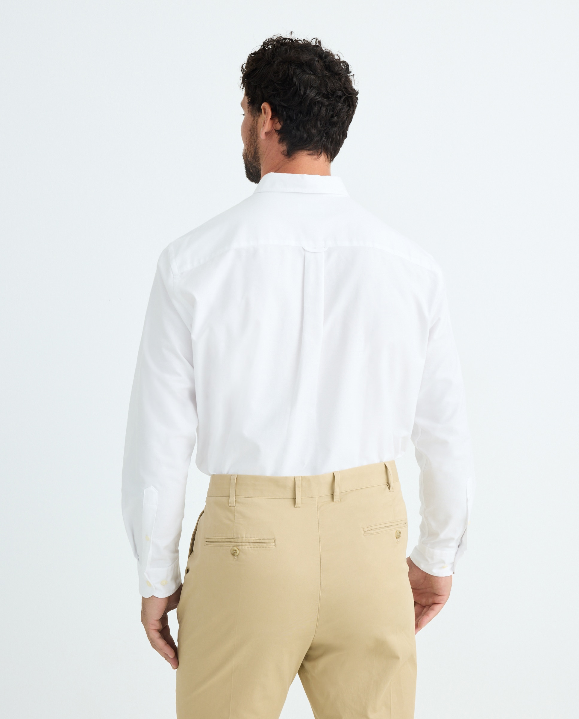 Camisa Casual Tamanhos Grandes Lisa Stretch - Cru Branco-3