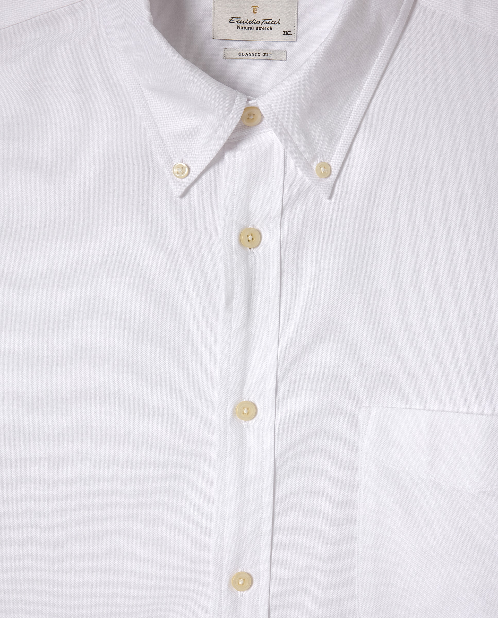 Camisa Casual Tamanhos Grandes Lisa Stretch - Cru Branco-5