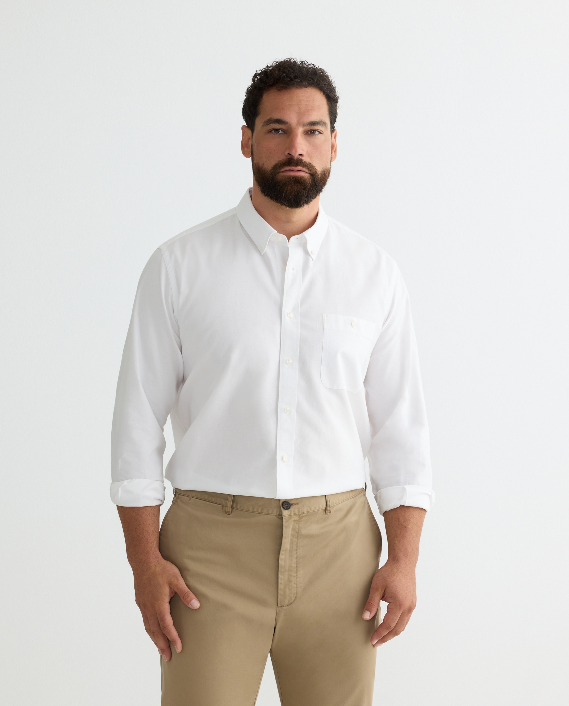 Camisa hombre tallas grandes classic fit - Dustin - Blanco Blanco-1
