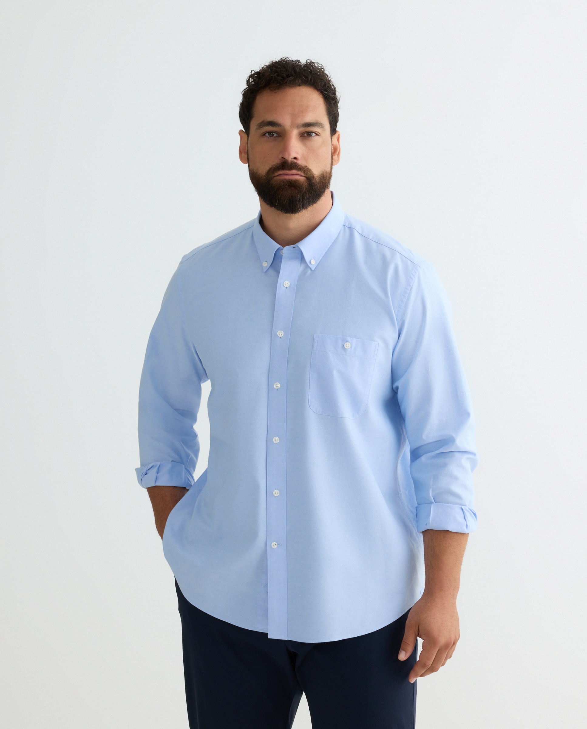 Camisa hombre tallas grandes classic fit - Dustin - Azul claro Azul claro-1