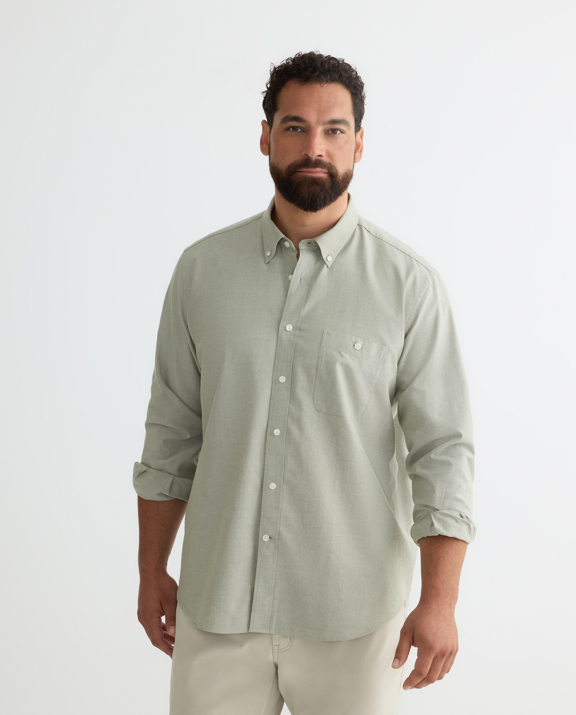 Camisa Tamanhos Grandes Classic Fit Caqui-1