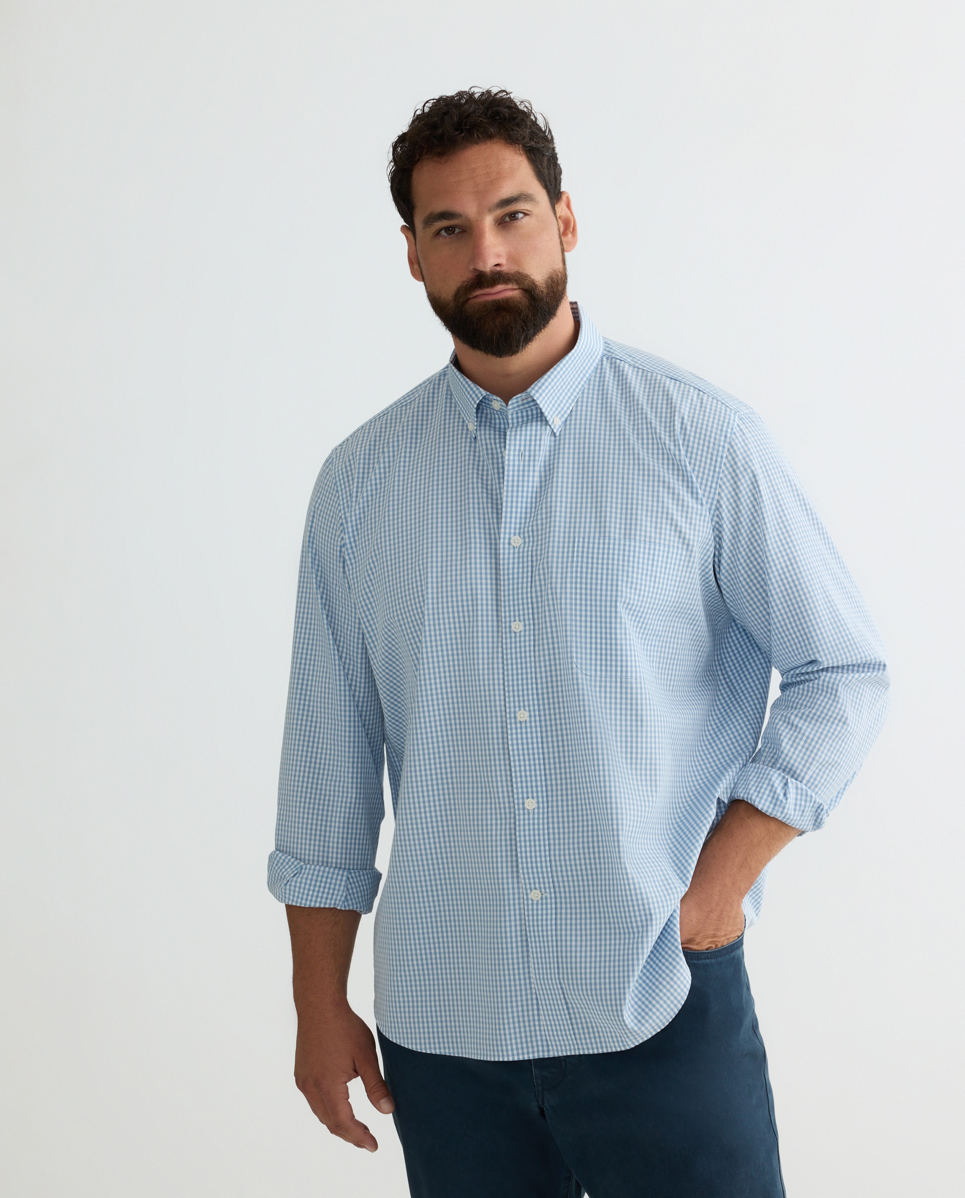 Camisa hombre tallas grandes classic fit - Dustin - Azul claro Azul claro-1