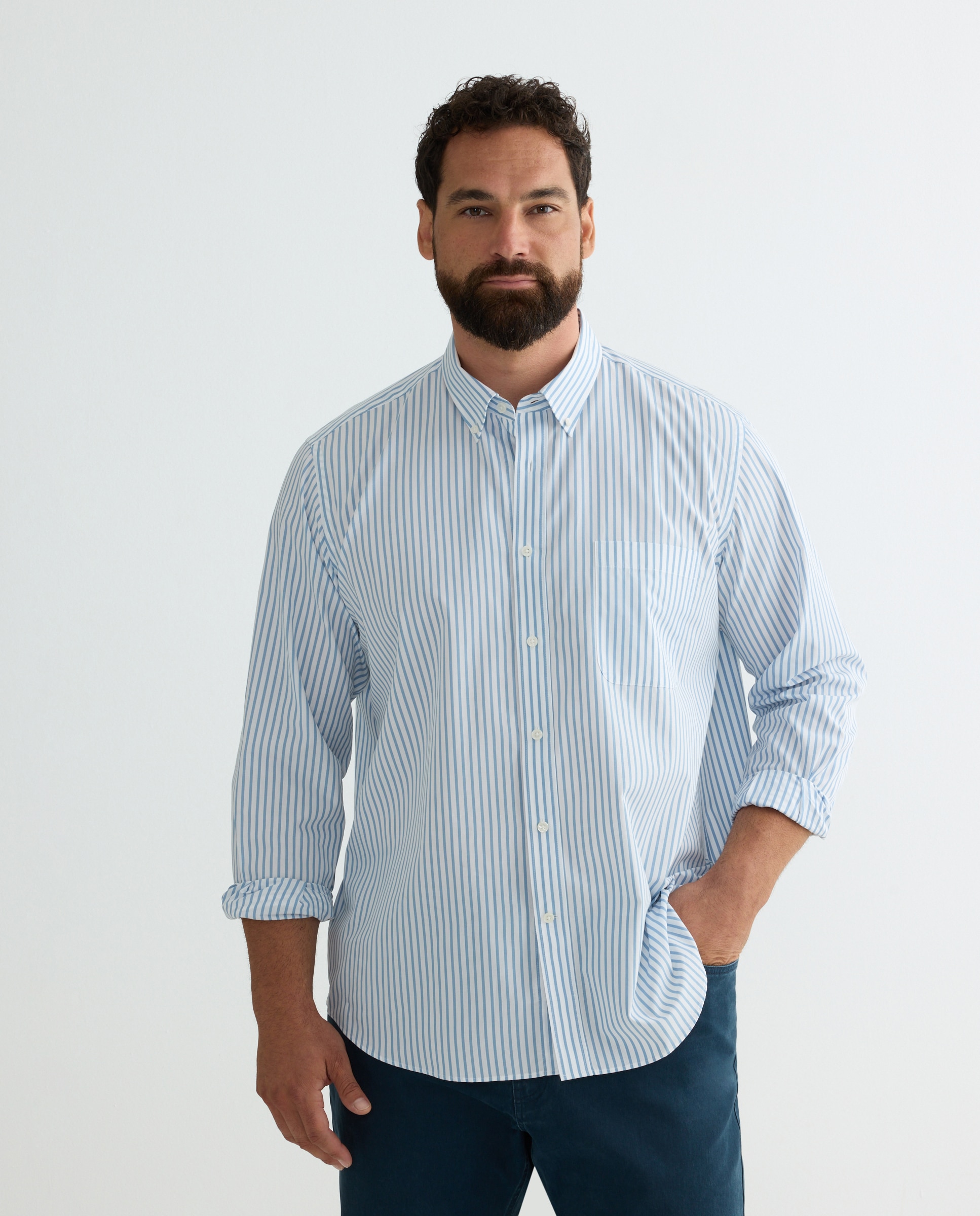 Camisa hombre tallas grandes classic fit - Dustin - Azul claro Azul claro-1