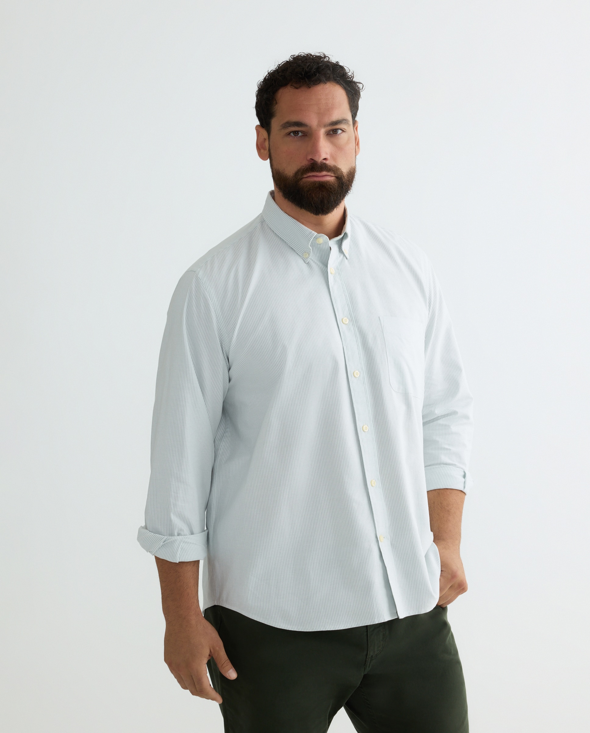 Camisa Casual Tamanhos Grandes Verde-3