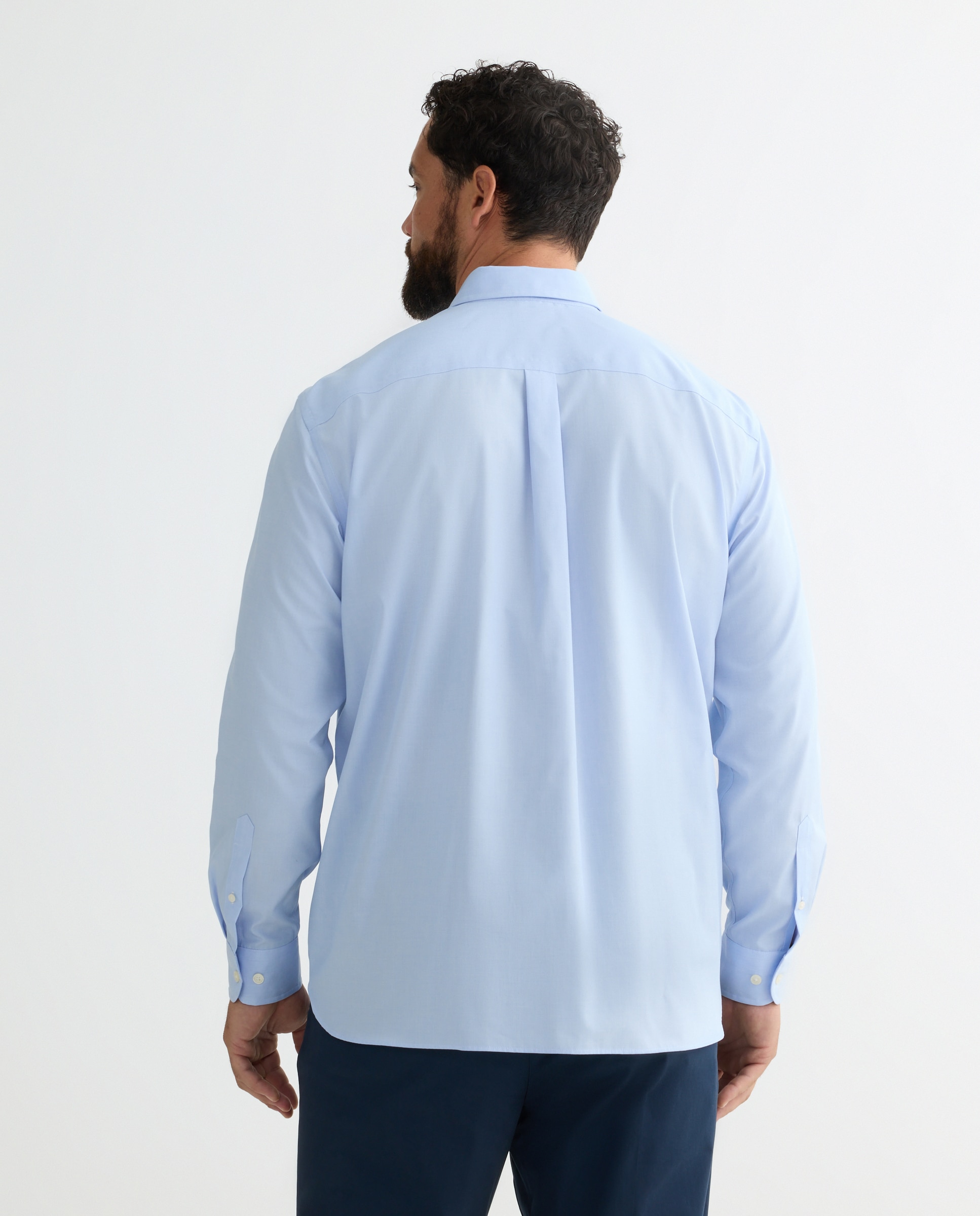 Camisa Casual de Manga Comprida Azul-3