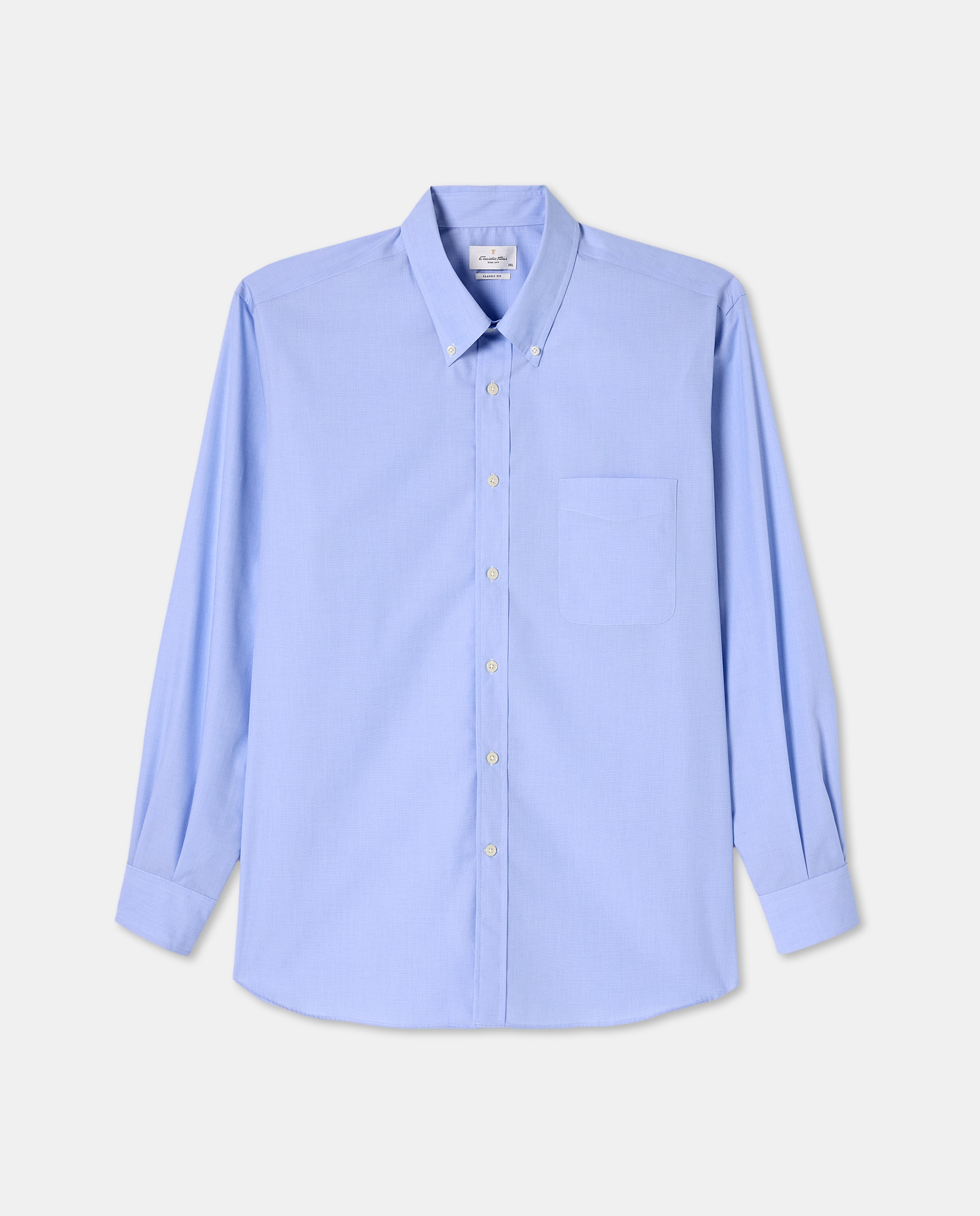 Camisa Casual de Manga Comprida Azul-4
