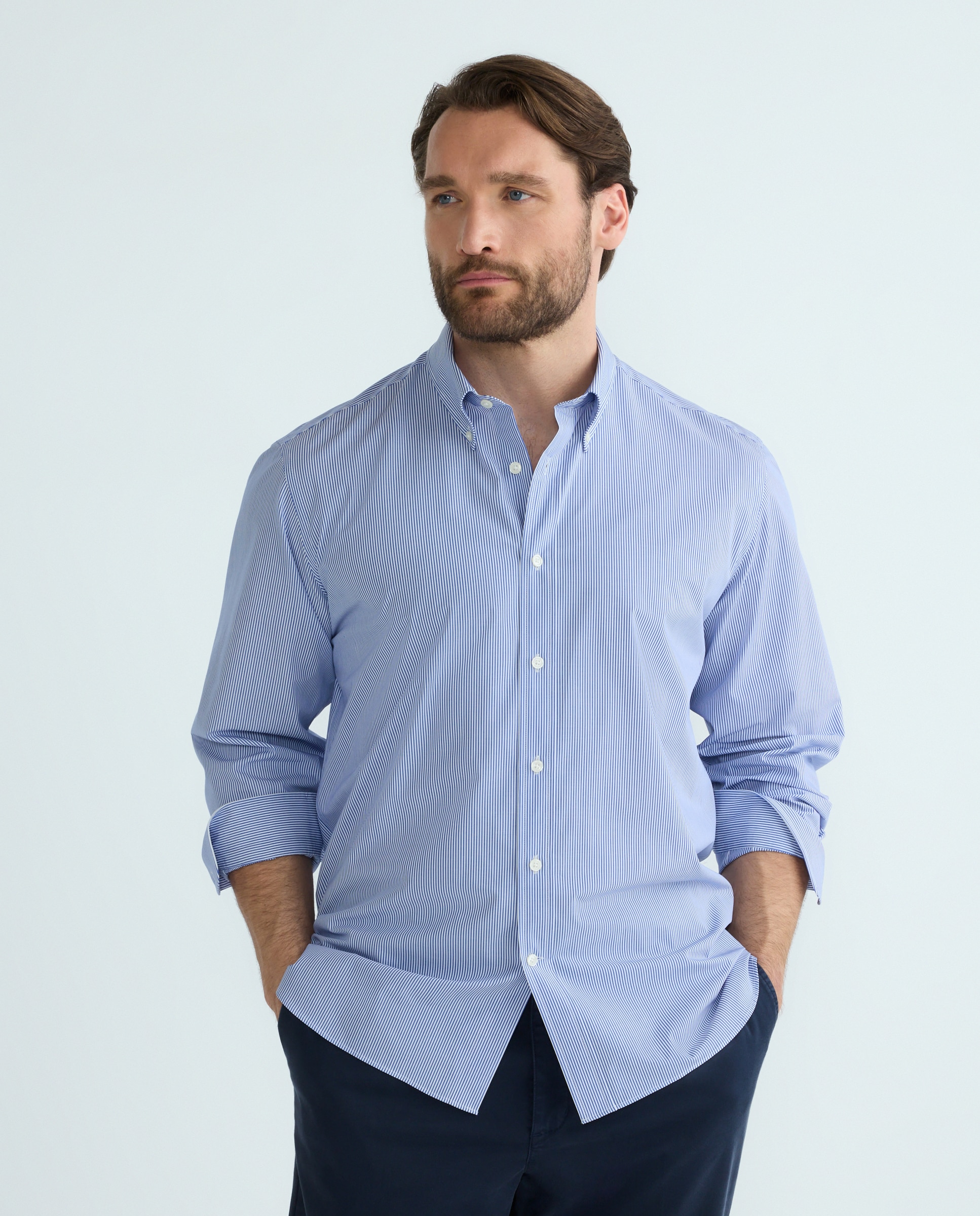 Camisa sport manga larga tallas grandes hombre - Emidio Tucci - Azul Azul-1