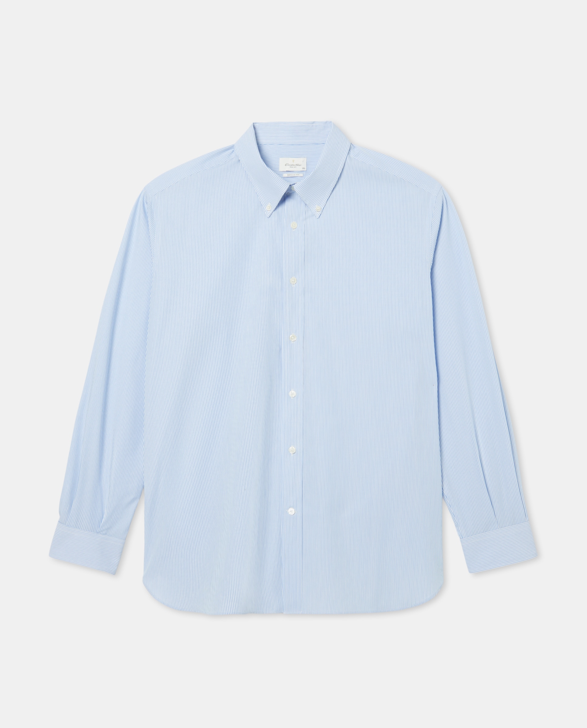Camisa Casual de Manga Comprida Tamanhos Grandes Azul-claro-4
