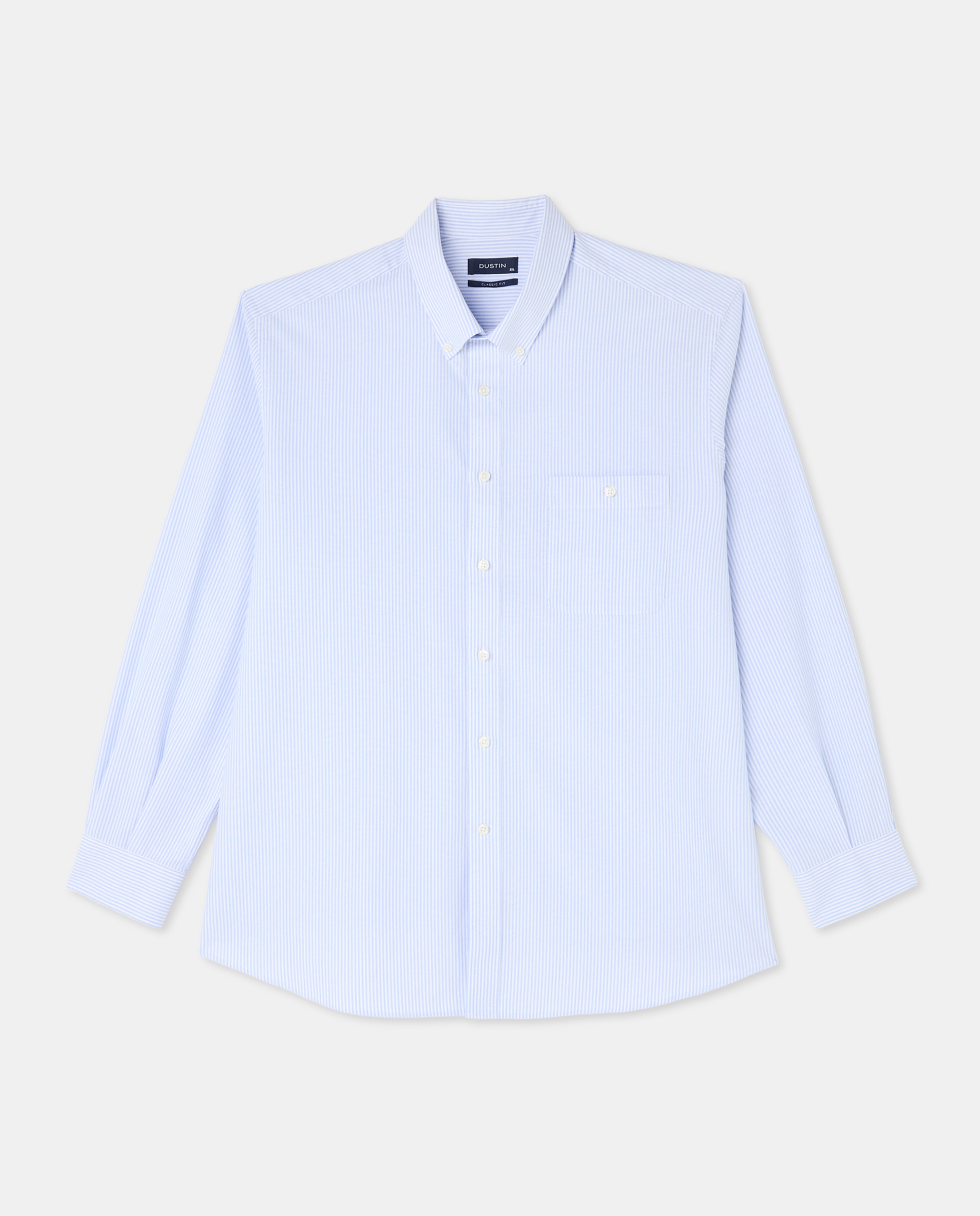 Camisa Oxford de Manga Comprida com Risca Kodak e Padrão Clássico Azul-claro-4