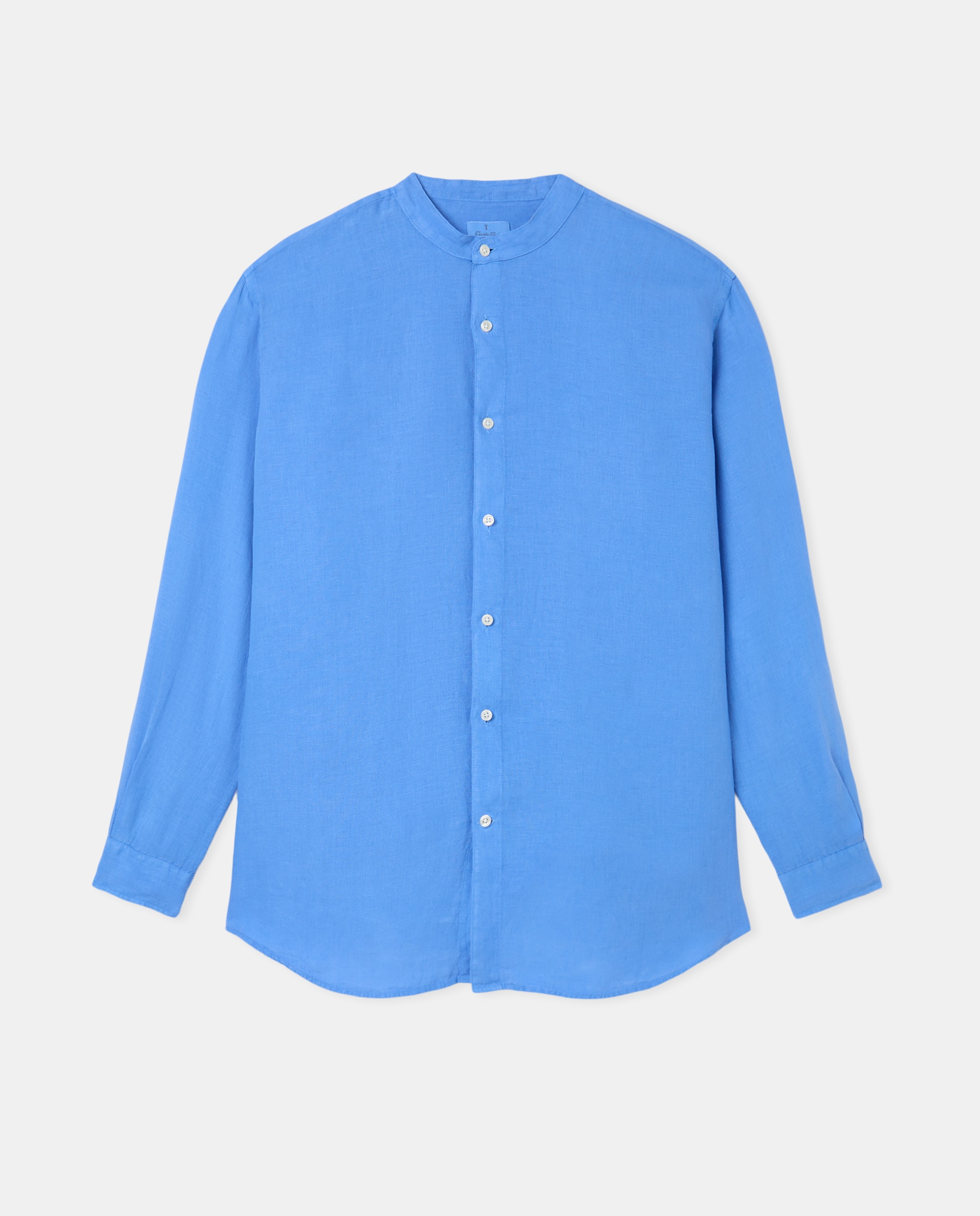 Camisa Casual 100% Linho Tamanhos Grandes Azul-4