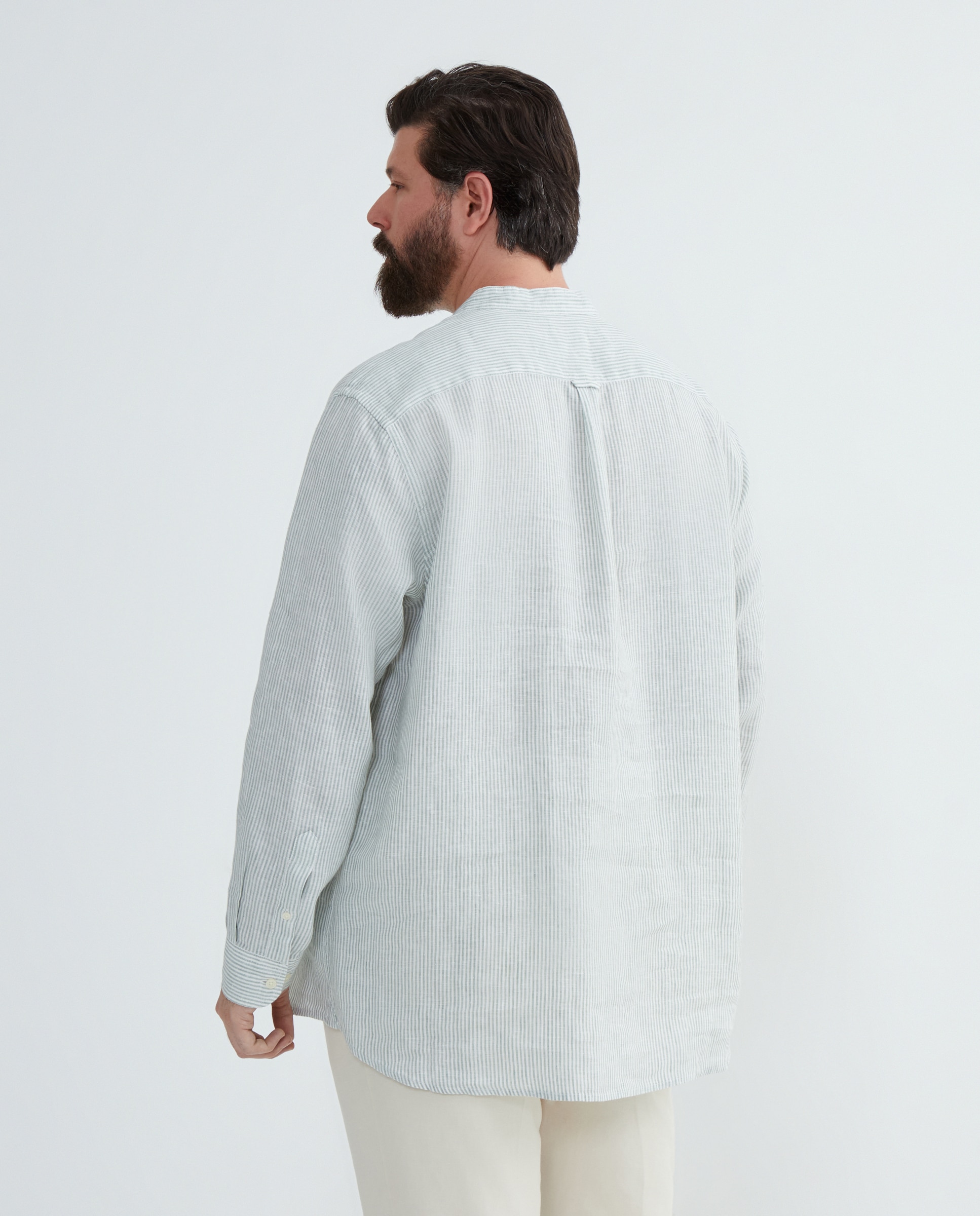 Camisa Casual 100% Linho Tamanhos Grandes Verde-3