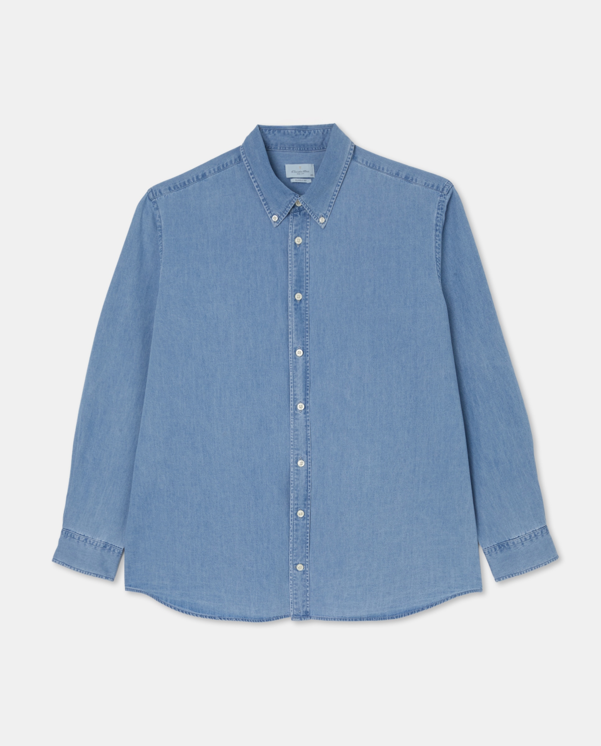 Camisa Casual com Manga Comprida Azul-4