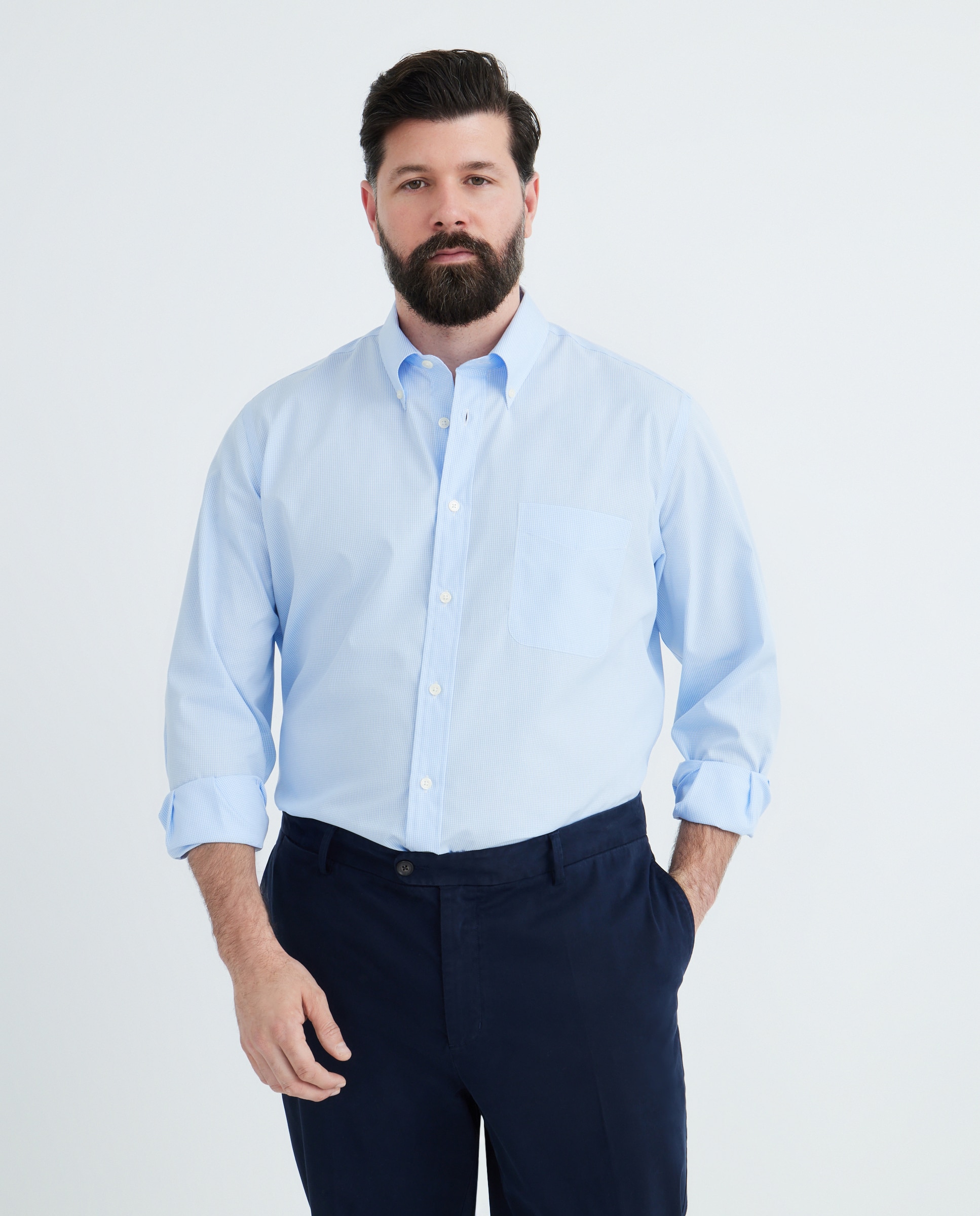 Camisa Casual de Manga Comprida TG Azul-claro-1