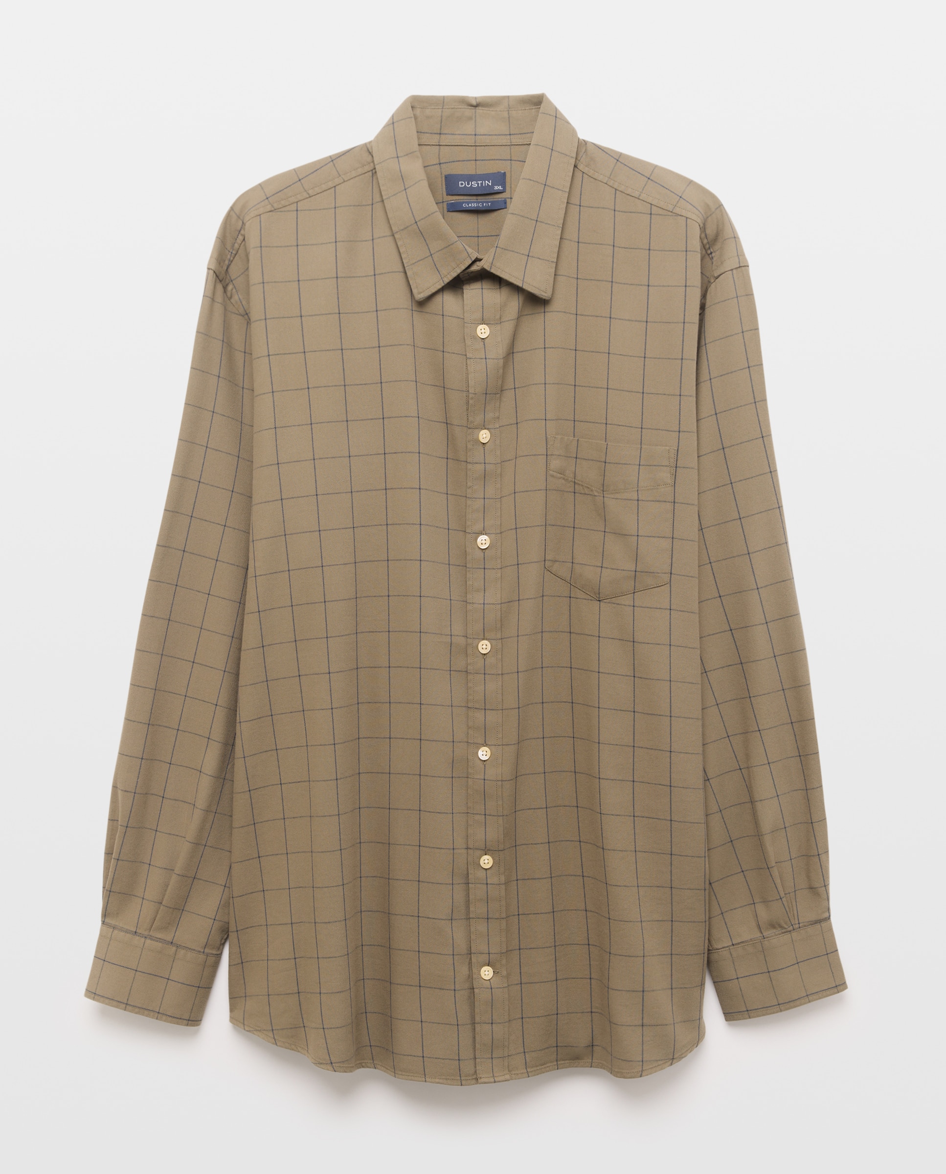 Camisa Casual de Tamanhos Grandes em Sarja com Manga Comprida aos Quadrados e Corte Regular Verde-4