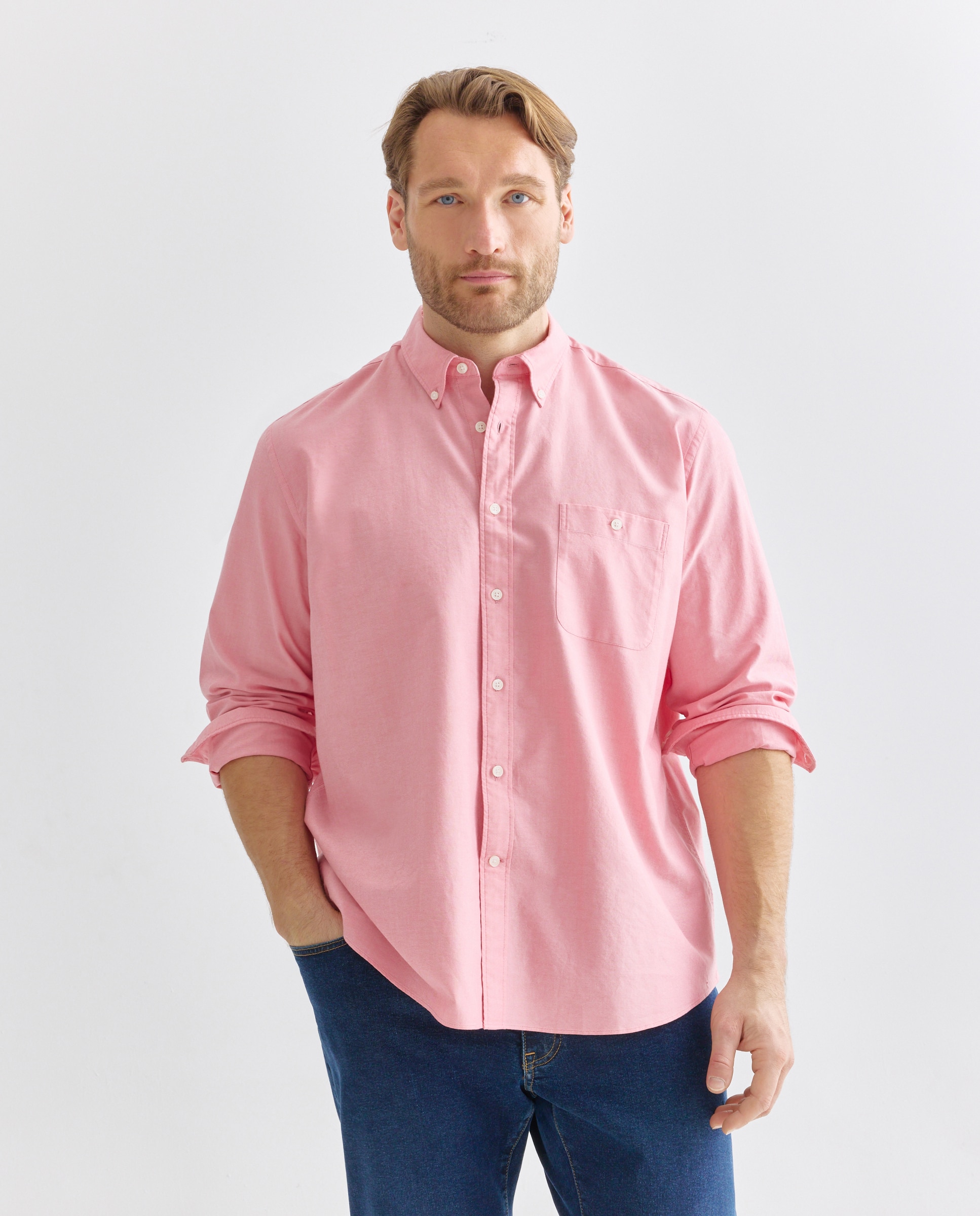 Camisa Casual Tamanhos Grandes Oxford Lisa Classic Fit Salmão-1