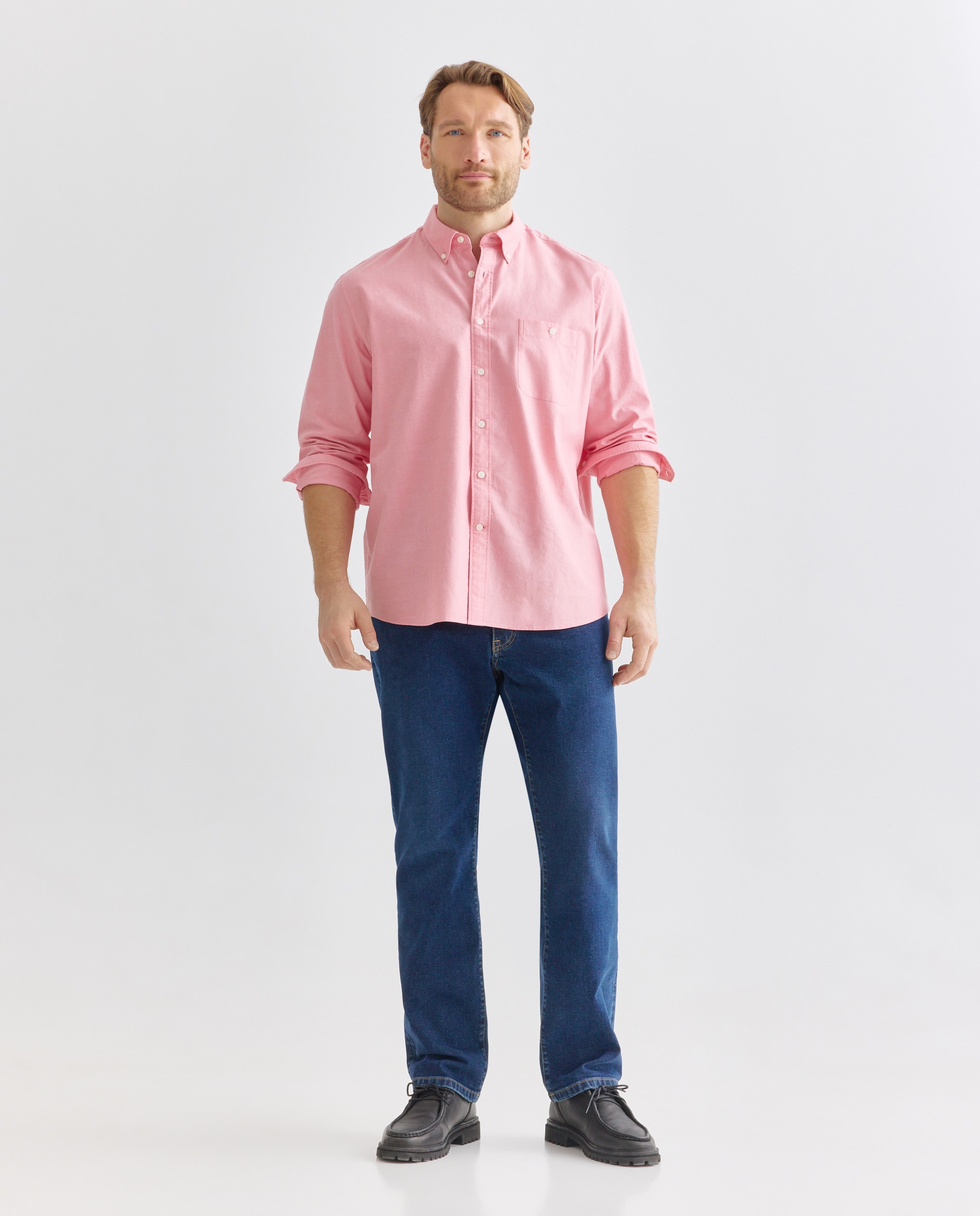 Camisa Casual Tamanhos Grandes Oxford Lisa Classic Fit Salmão-2
