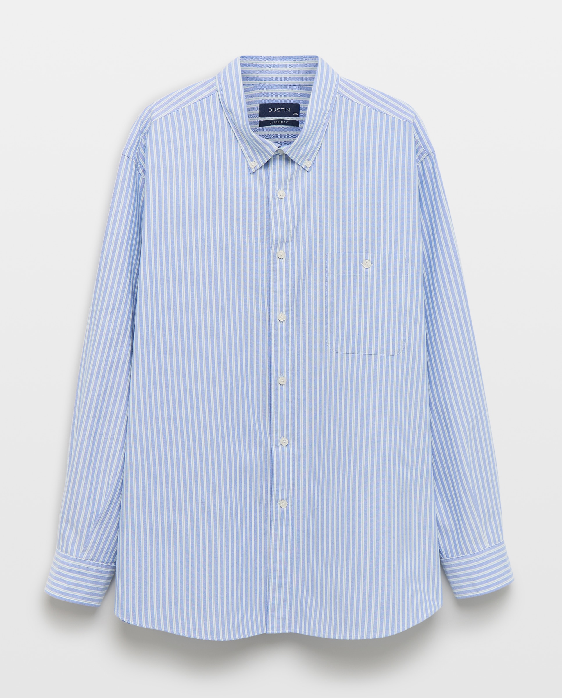 Camisa Casual Tamanhos Grandes Oxford às Riscas com Fundo Colorido Classic Fit Azul-marinho-5