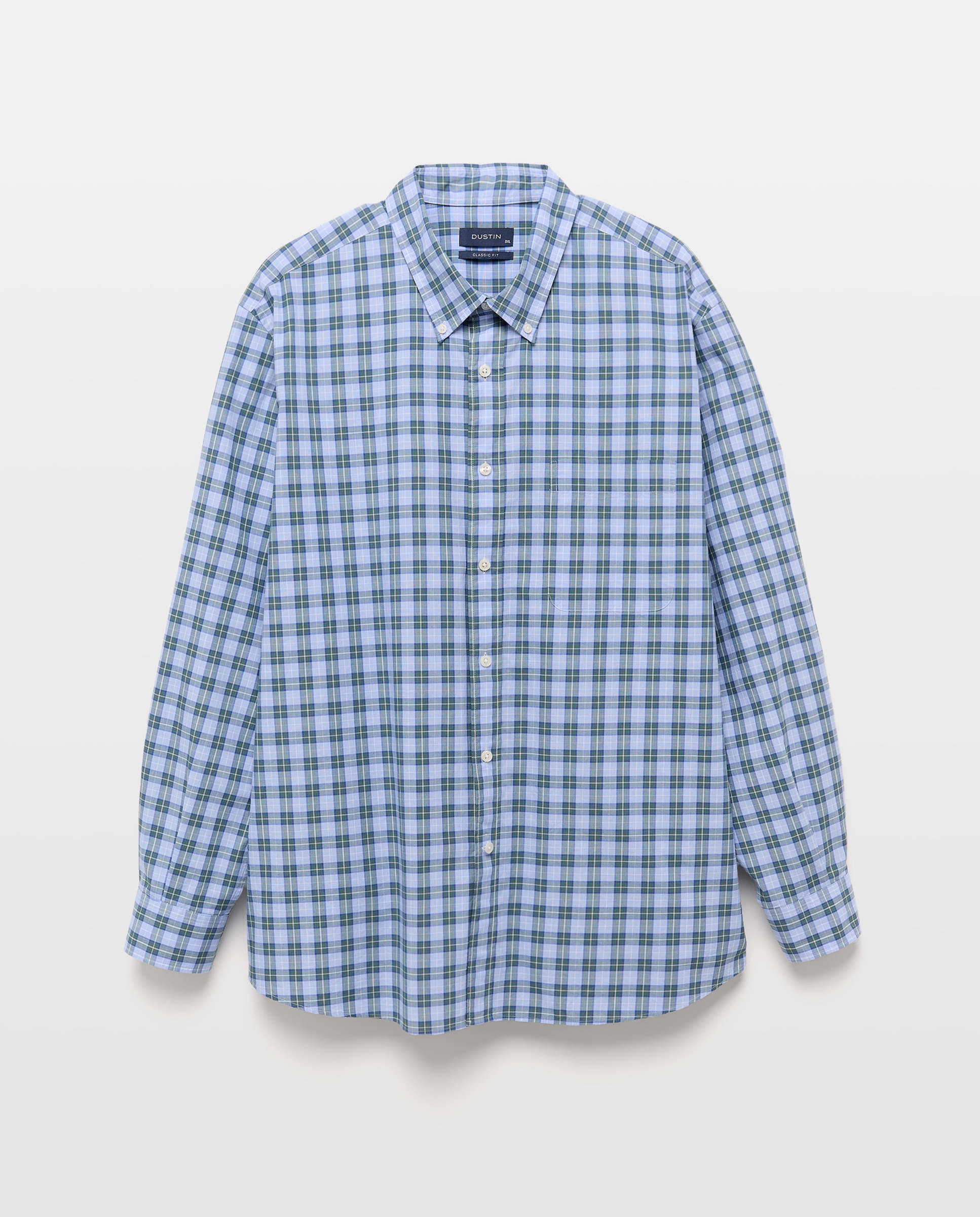 Camisa Casual Tamanhos Grandes de Algodão Fil a Fil aos Quadrados Classic Fit 410 Azul Claro-4