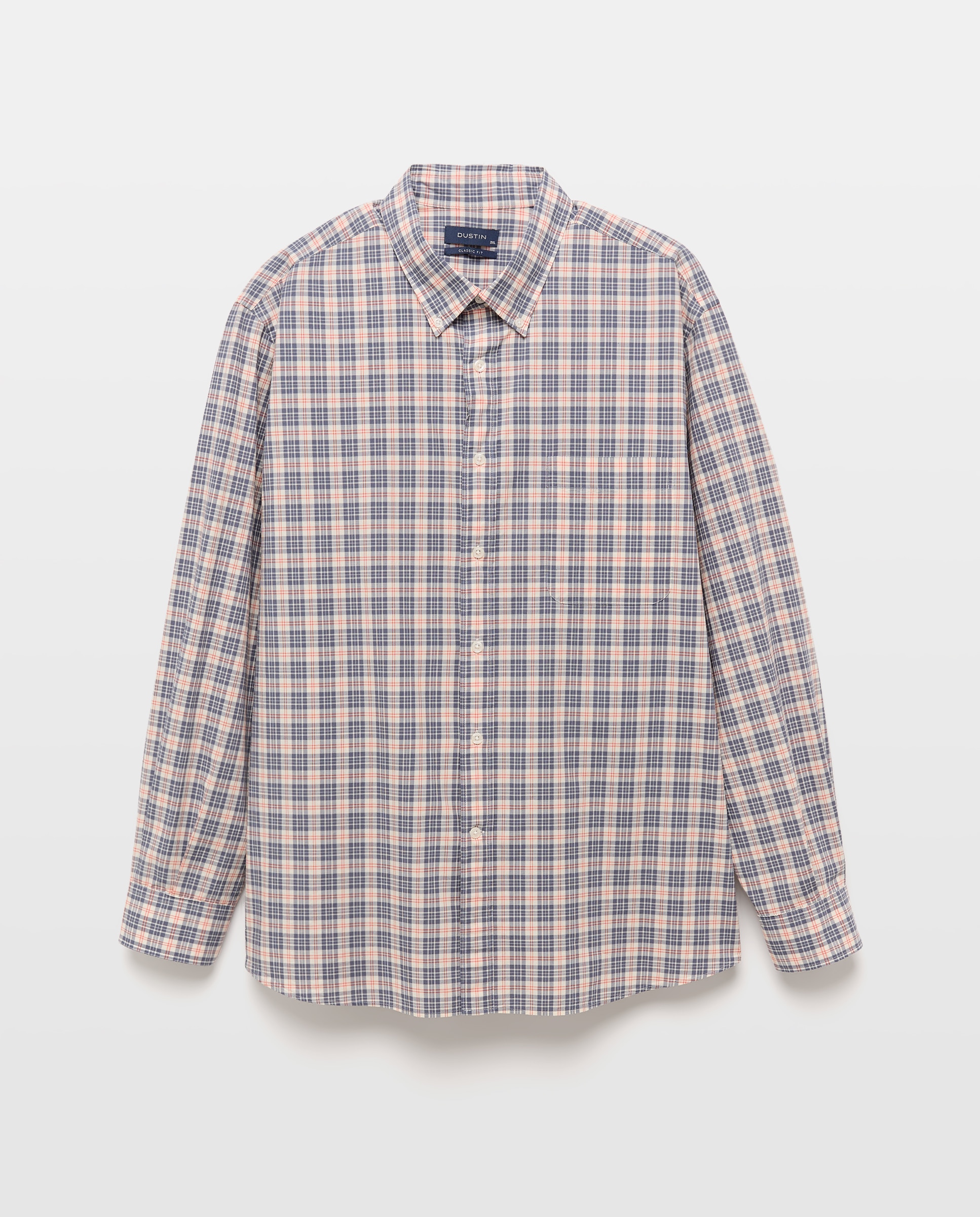 Camisa Casual Tamanhos Grandes de Algodão Fil a Fil aos Quadrados Classic Fit 400 Azul-4