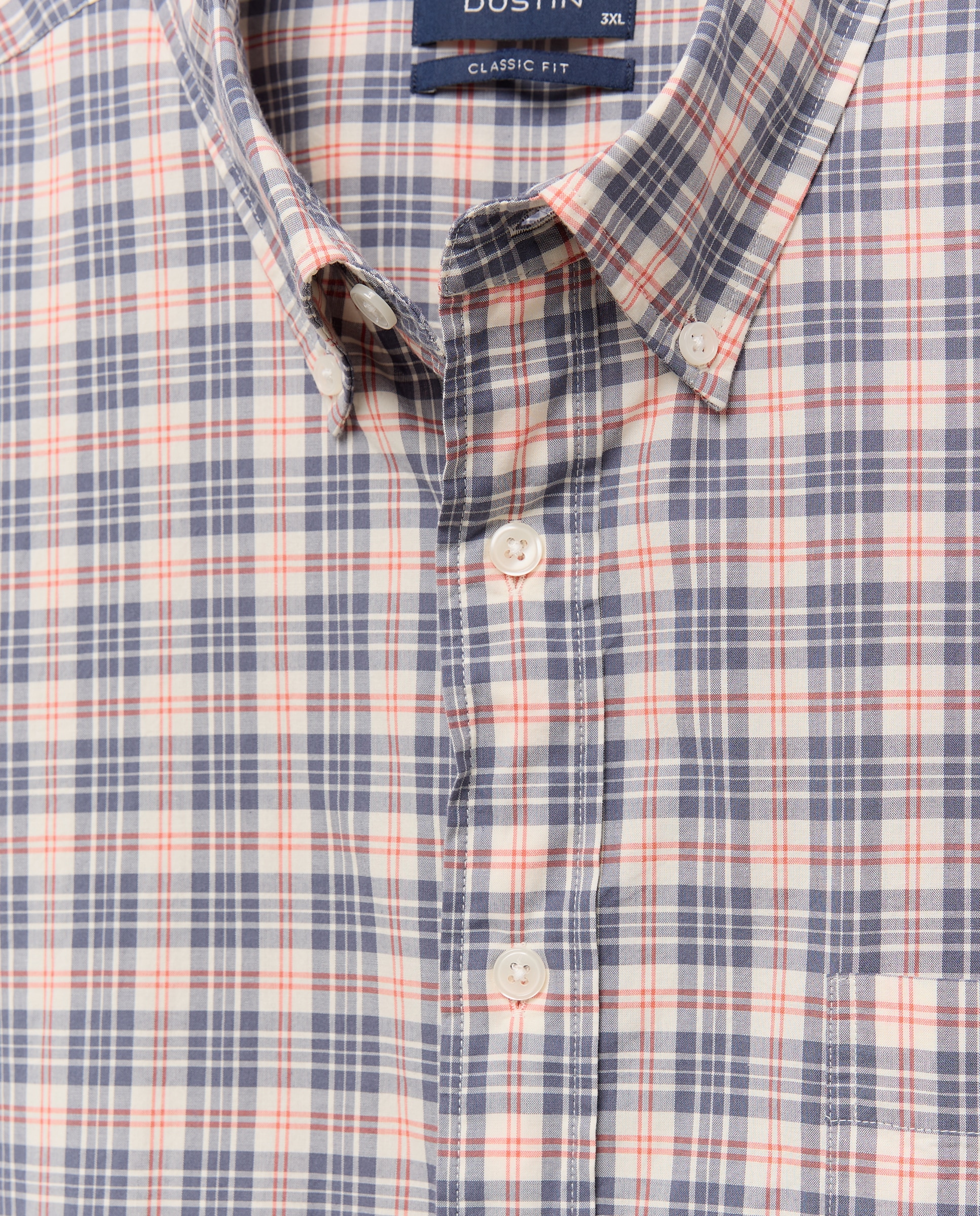 Camisa Casual Tamanhos Grandes de Algodão Fil a Fil aos Quadrados Classic Fit 400 Azul-5